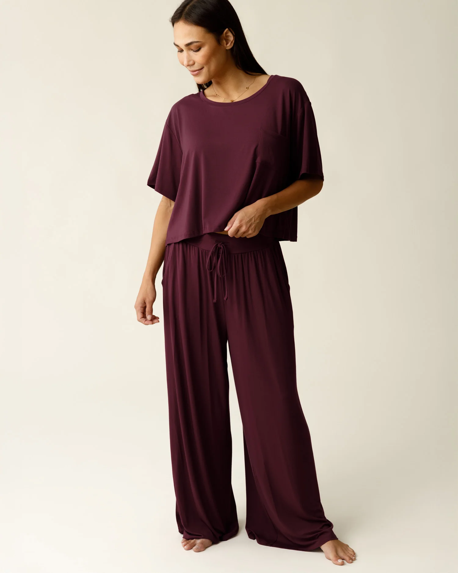 Aria Bamboo Casual Lounge Pant | Deep Burgundy - Image 2