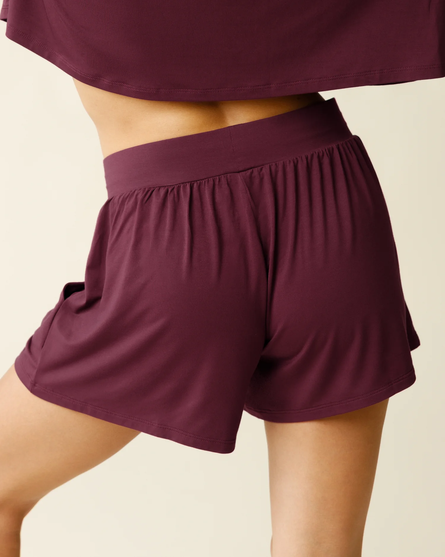 Aria Bamboo Casual Lounge Short | Deep Burgundy - Image 3