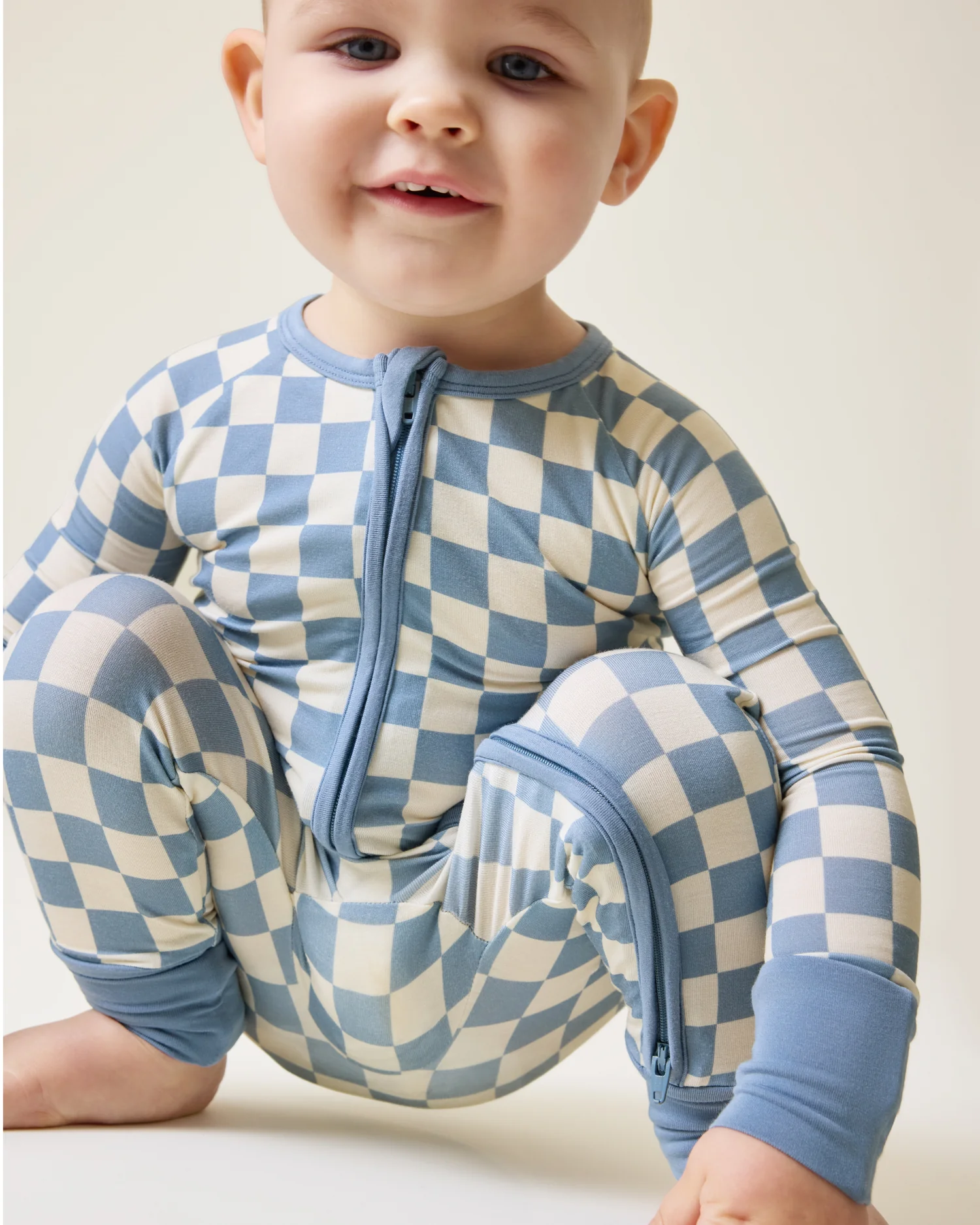 Bamboo Baby Pajama | Blue Checker - Image 2
