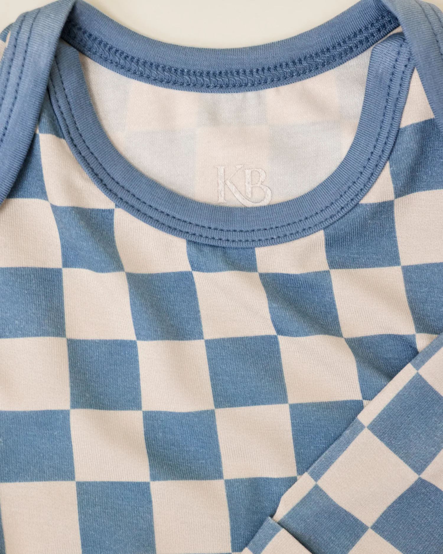 Bamboo Knotted Baby Gown & Hat | Blue Checker - Image 2