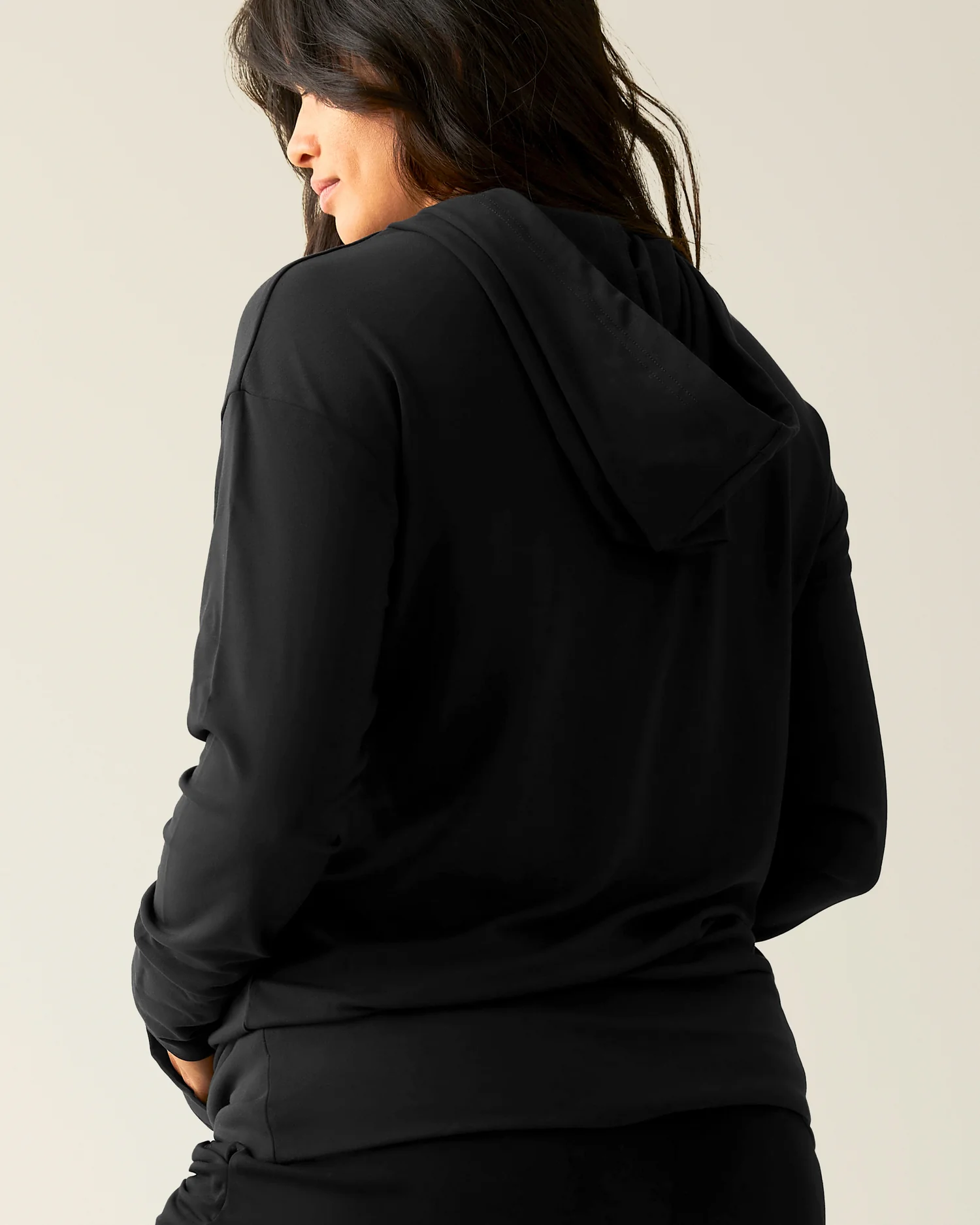 Brushed Bamboo Maternity & Nursing Hoodie | Black - Image 3