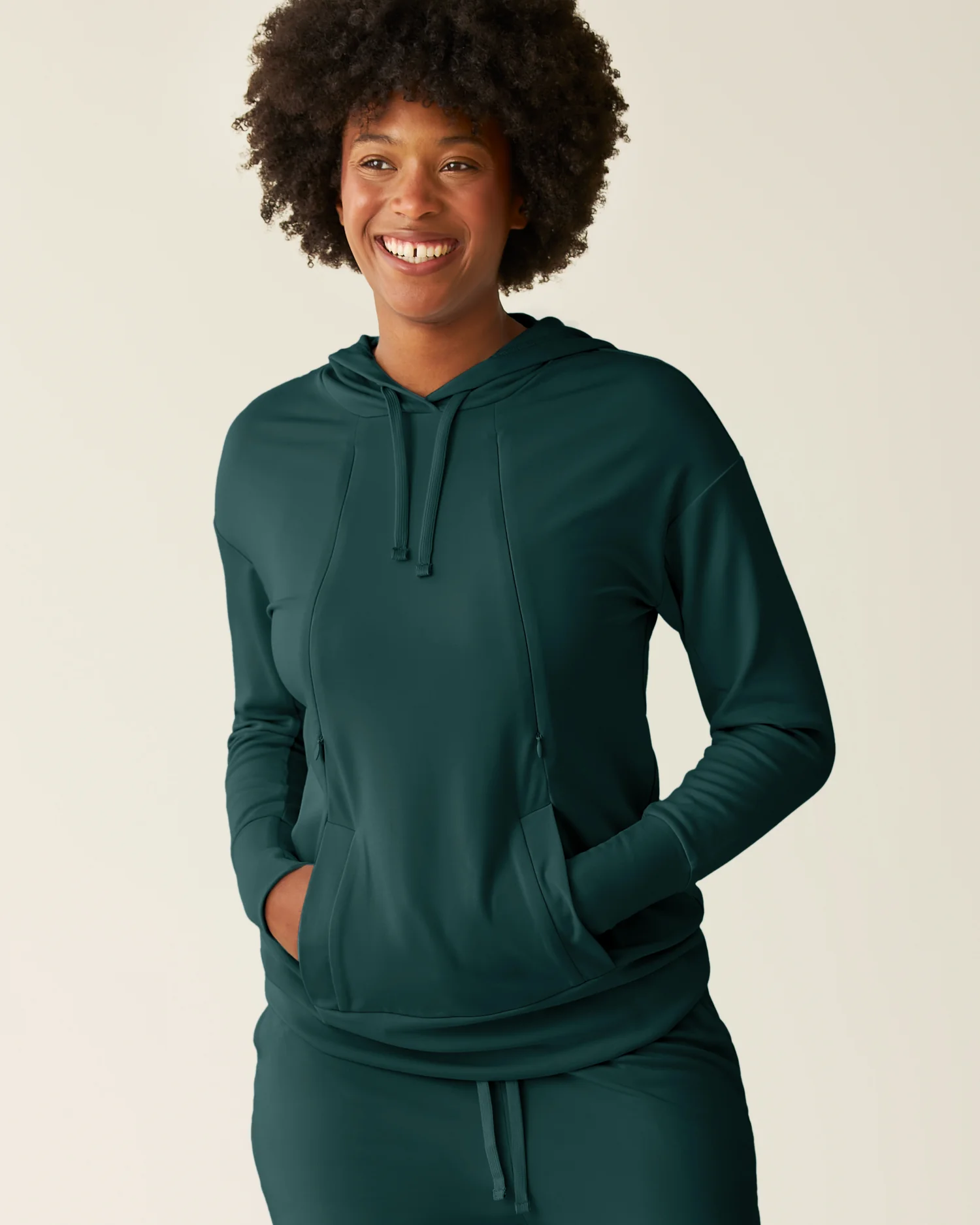 Brushed Bamboo Maternity & Nursing Hoodie | Evergreen