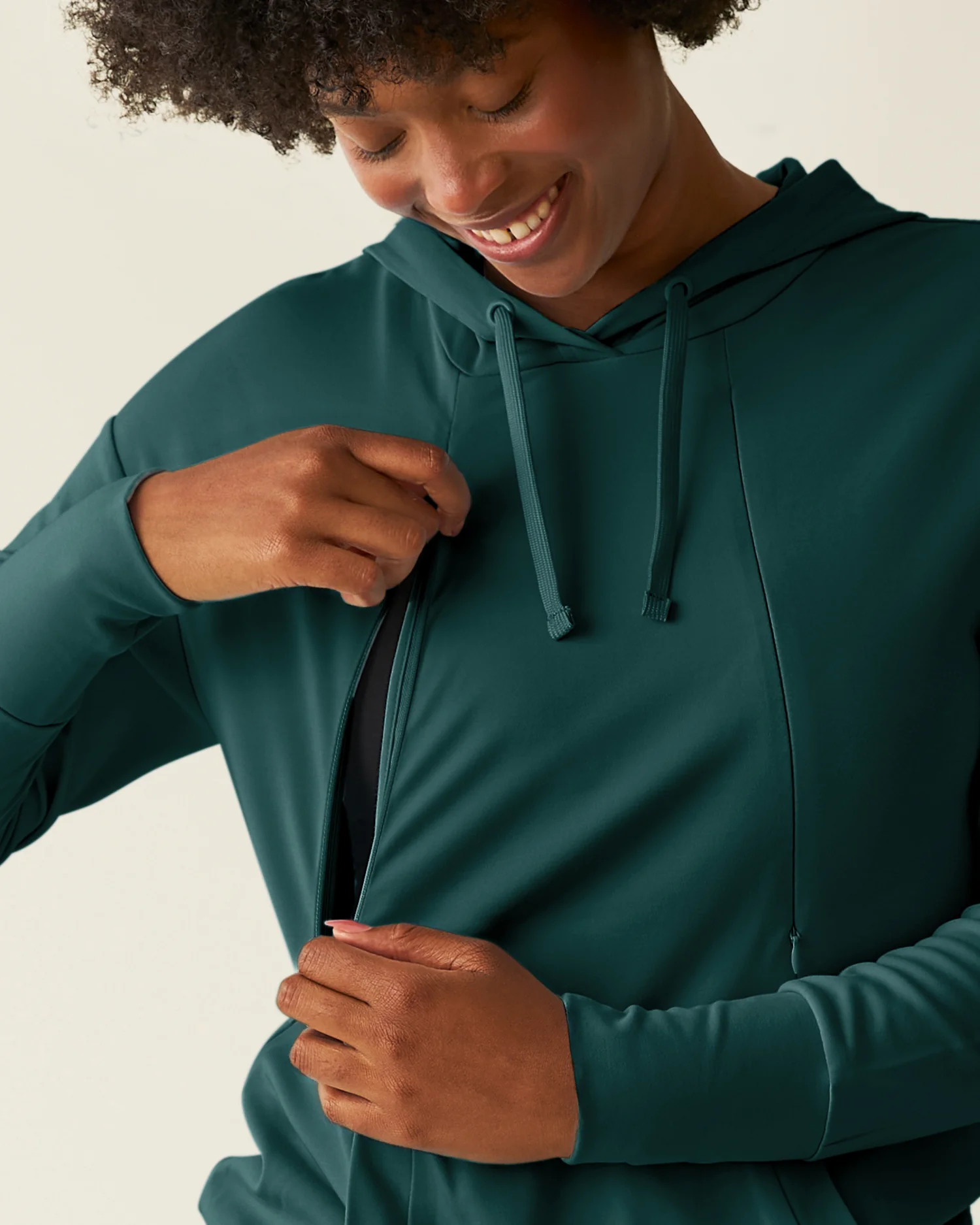 Brushed Bamboo Maternity & Nursing Hoodie | Evergreen - Image 2