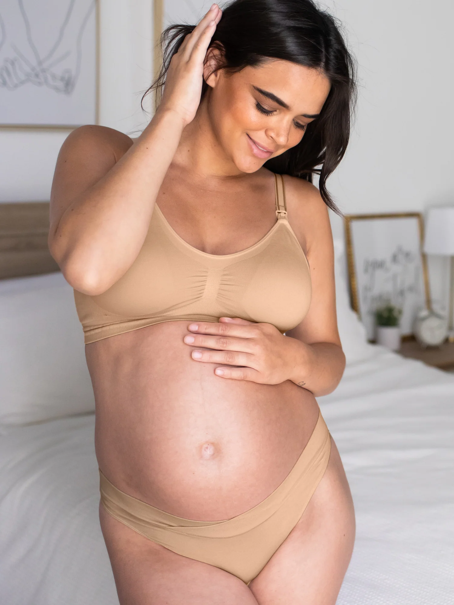 Bamboo Maternity & Postpartum Thong | Beige - Image 2
