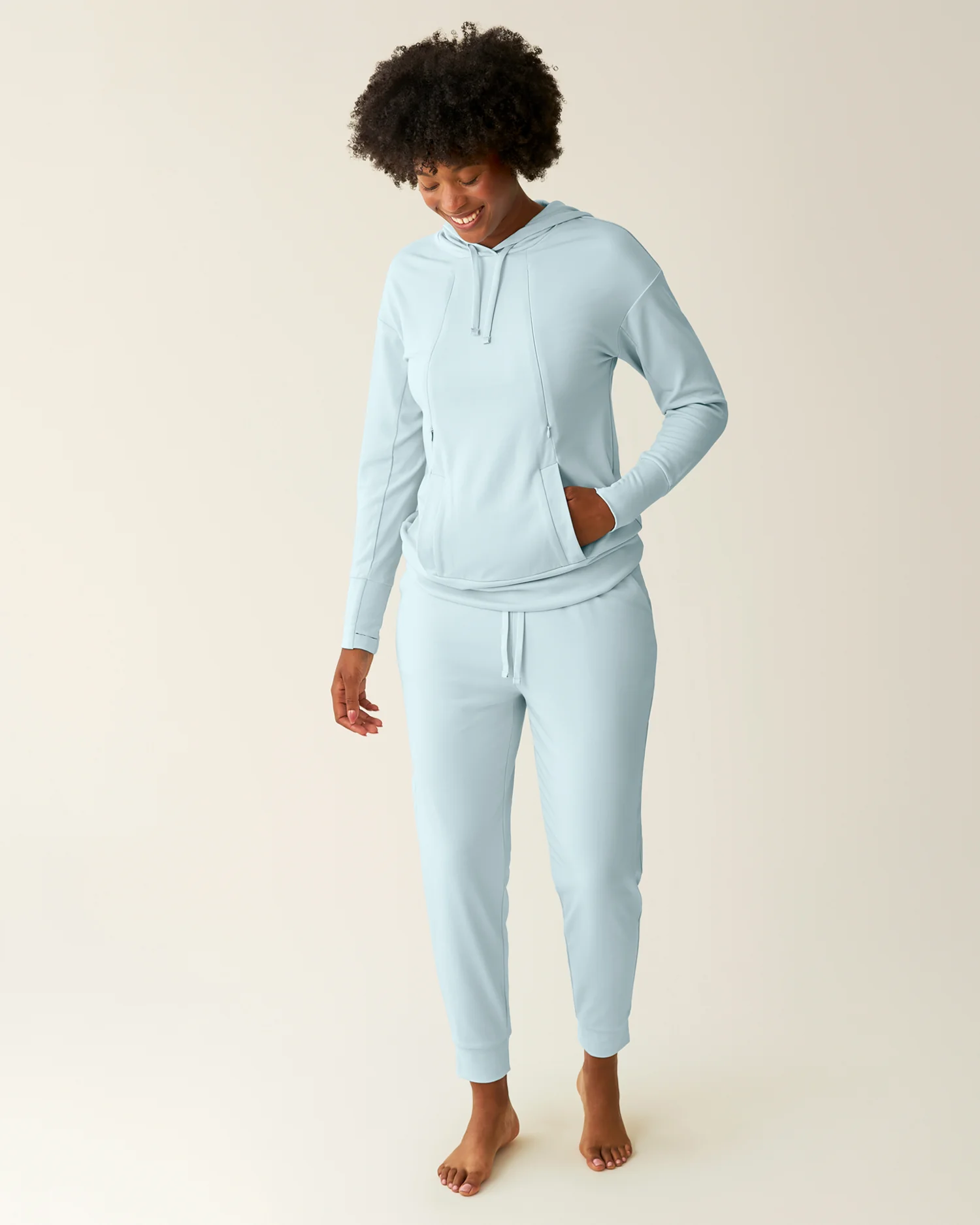 Brushed Bamboo Maternity & Postpartum Jogger | Powder Blue - Image 2