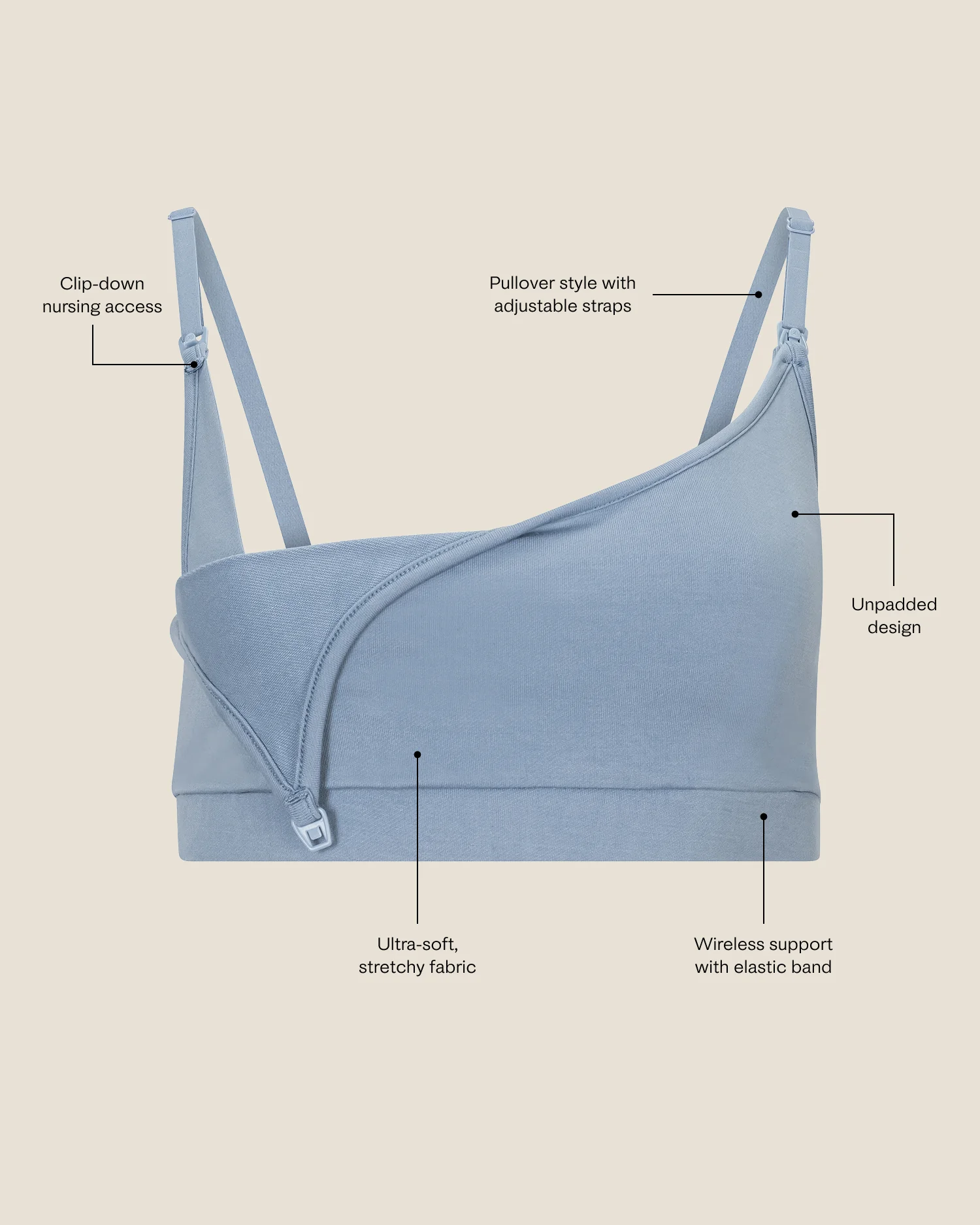 French Terry Maternity & Nursing Bralette | Black - Image 5