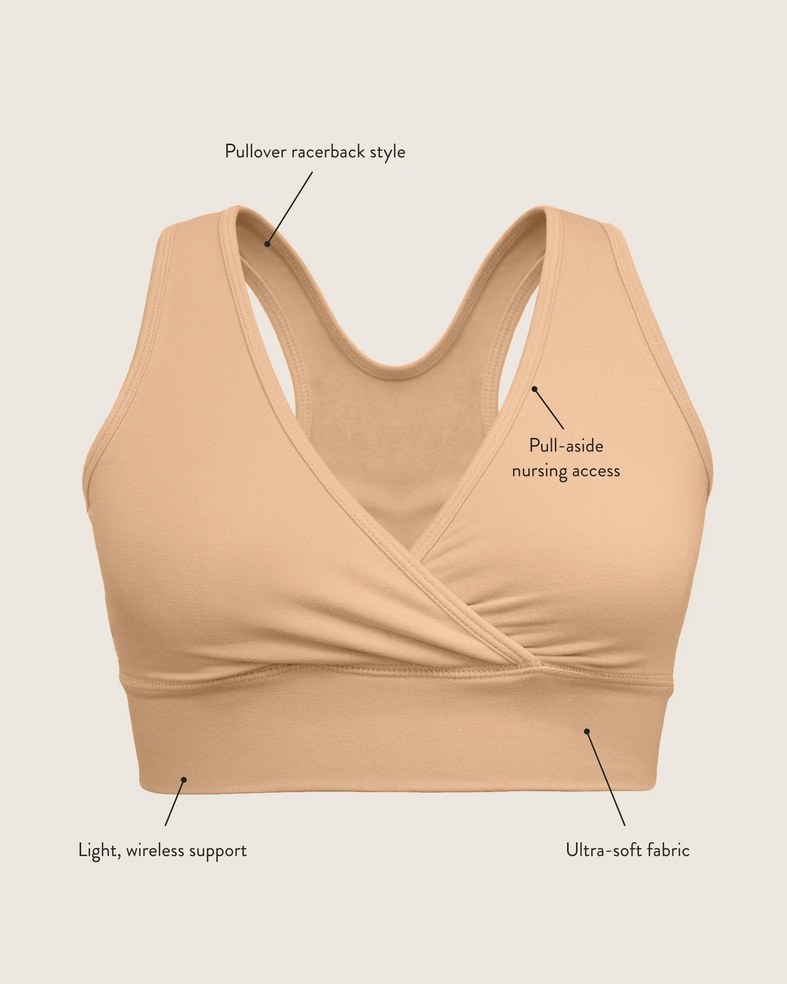French Terry Racerback Nursing & Sleep Bra | Black - Image 7