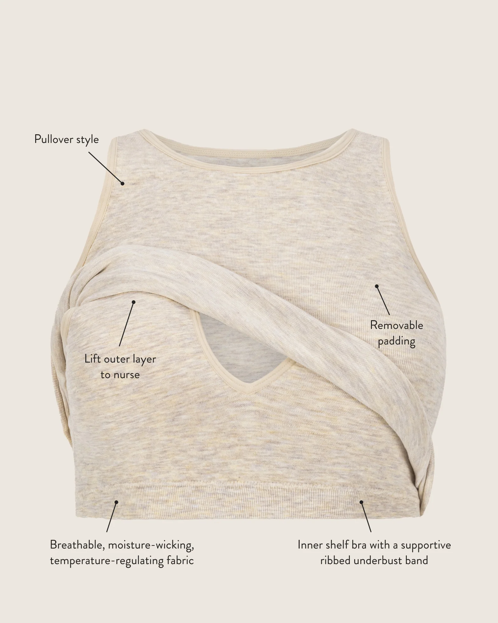 Sublime® Bamboo Maternity & Nursing Longline Bra Top | Black - Image 6