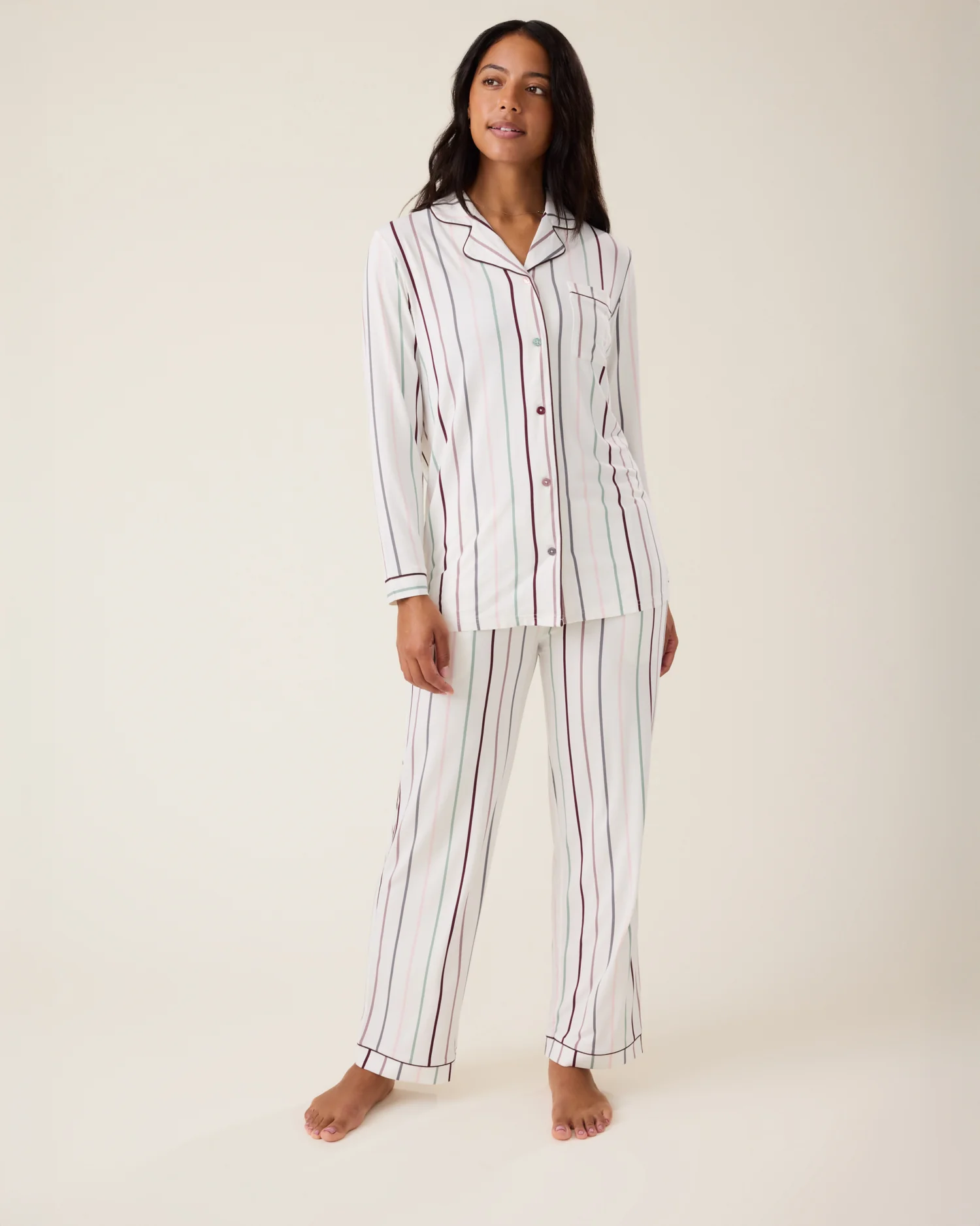 Clea Bamboo Long Sleeve Pajama Set | Classic Stripe