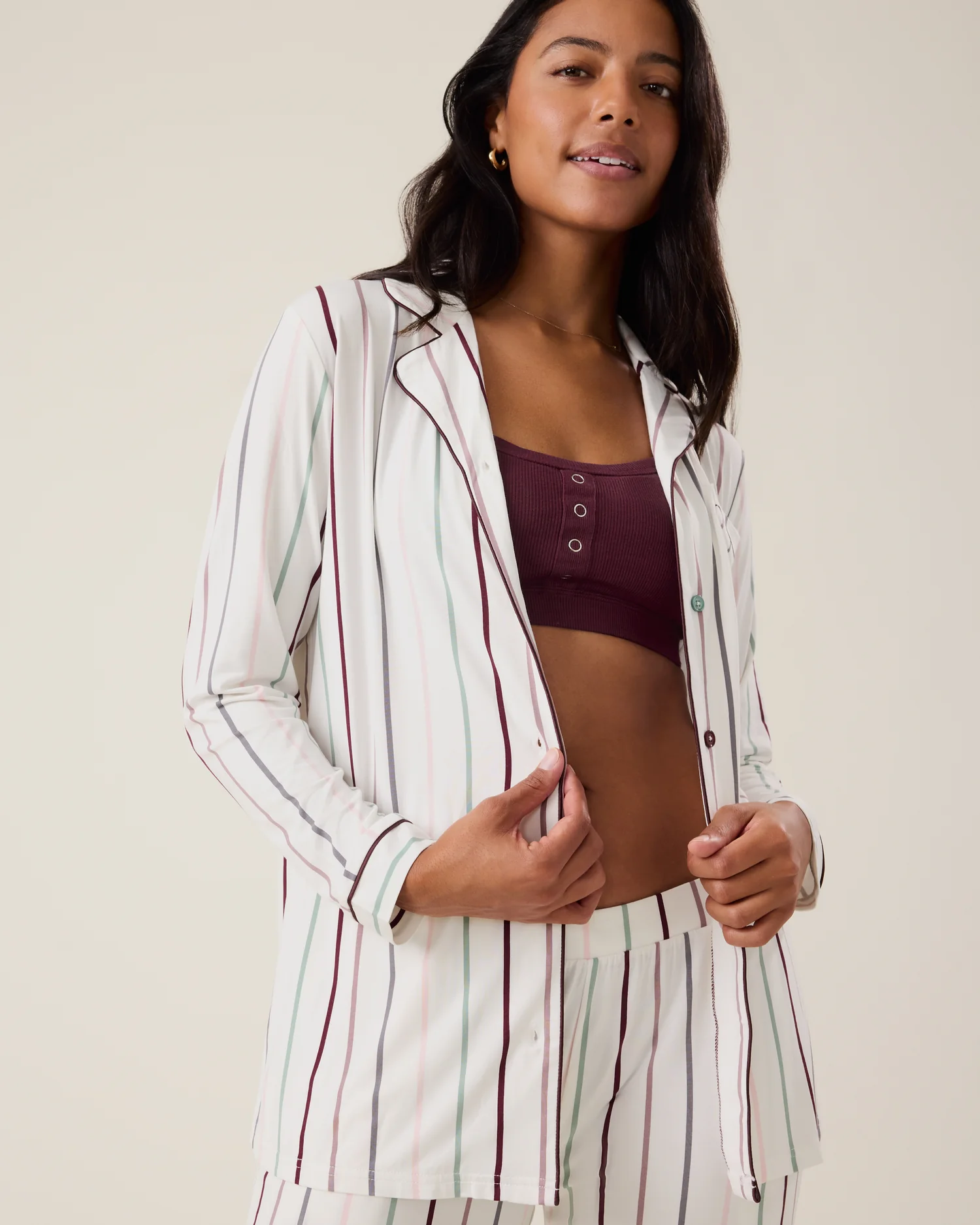 Clea Bamboo Long Sleeve Pajama Set | Classic Stripe - Image 2