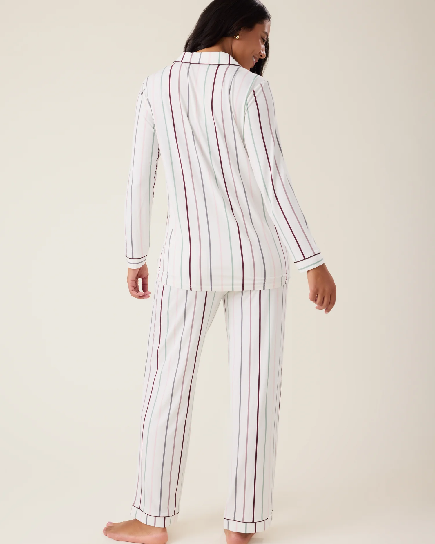 Clea Bamboo Long Sleeve Pajama Set | Classic Stripe - Image 5
