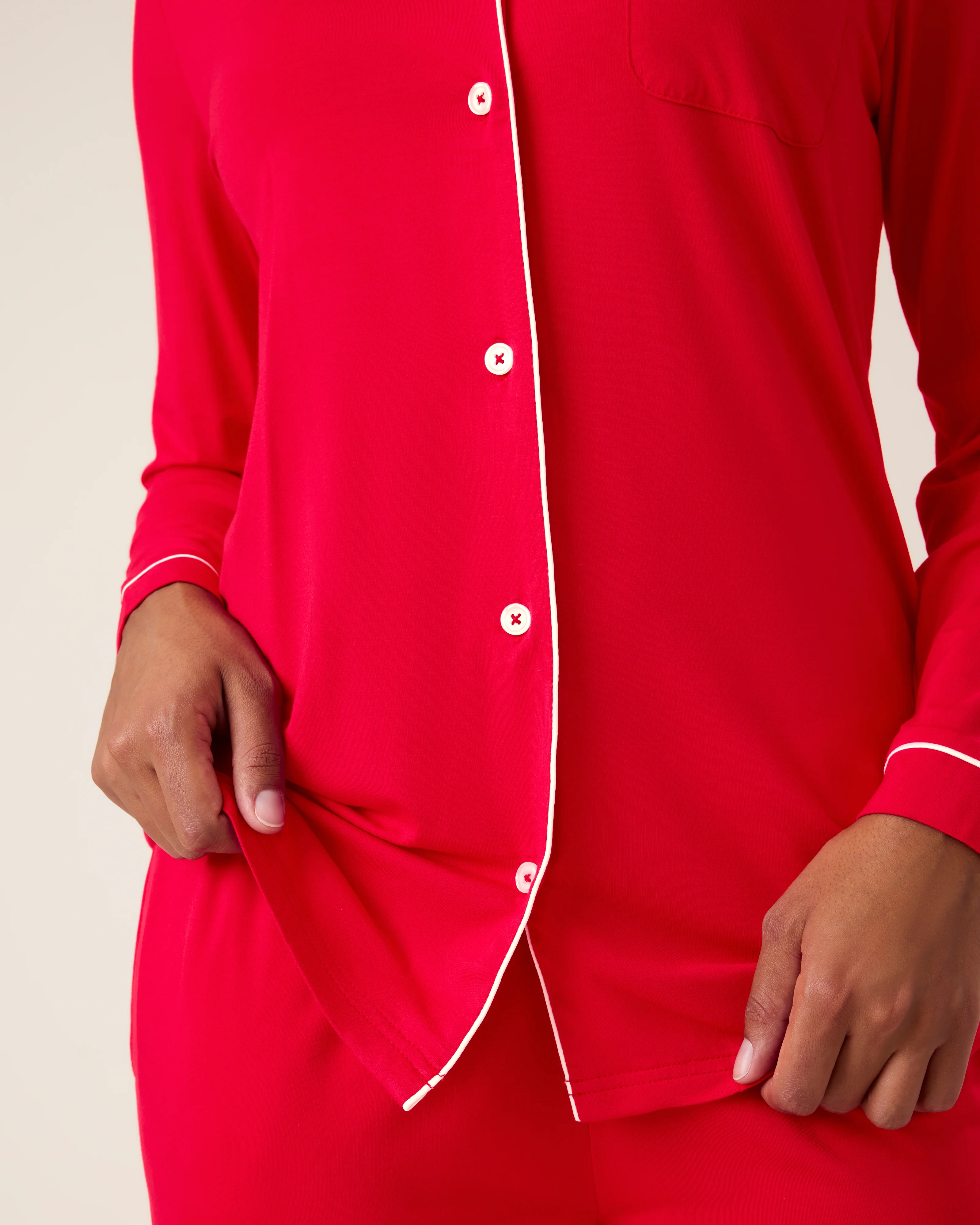 Clea Bamboo Long Sleeve Pajama Set | Red - Image 4