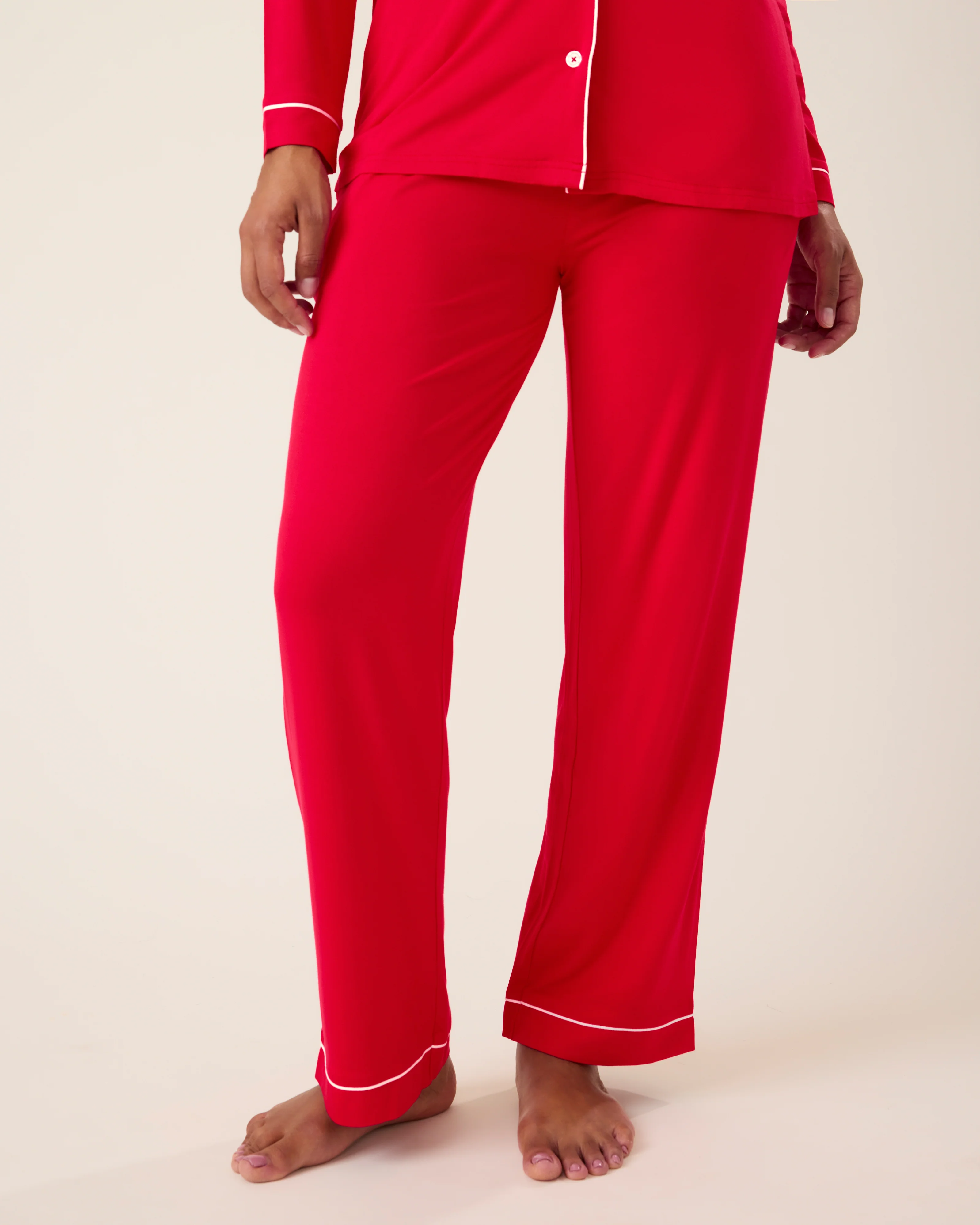 Clea Bamboo Long Sleeve Pajama Set | Red - Image 5