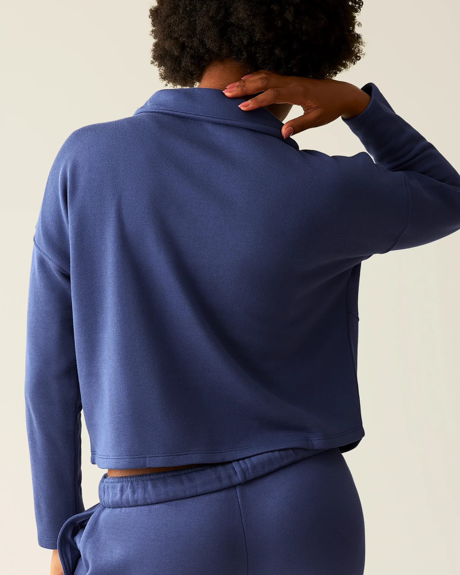 Cloud Fleece Half Zip Nursing Pullover | Deep Blue - Image 3