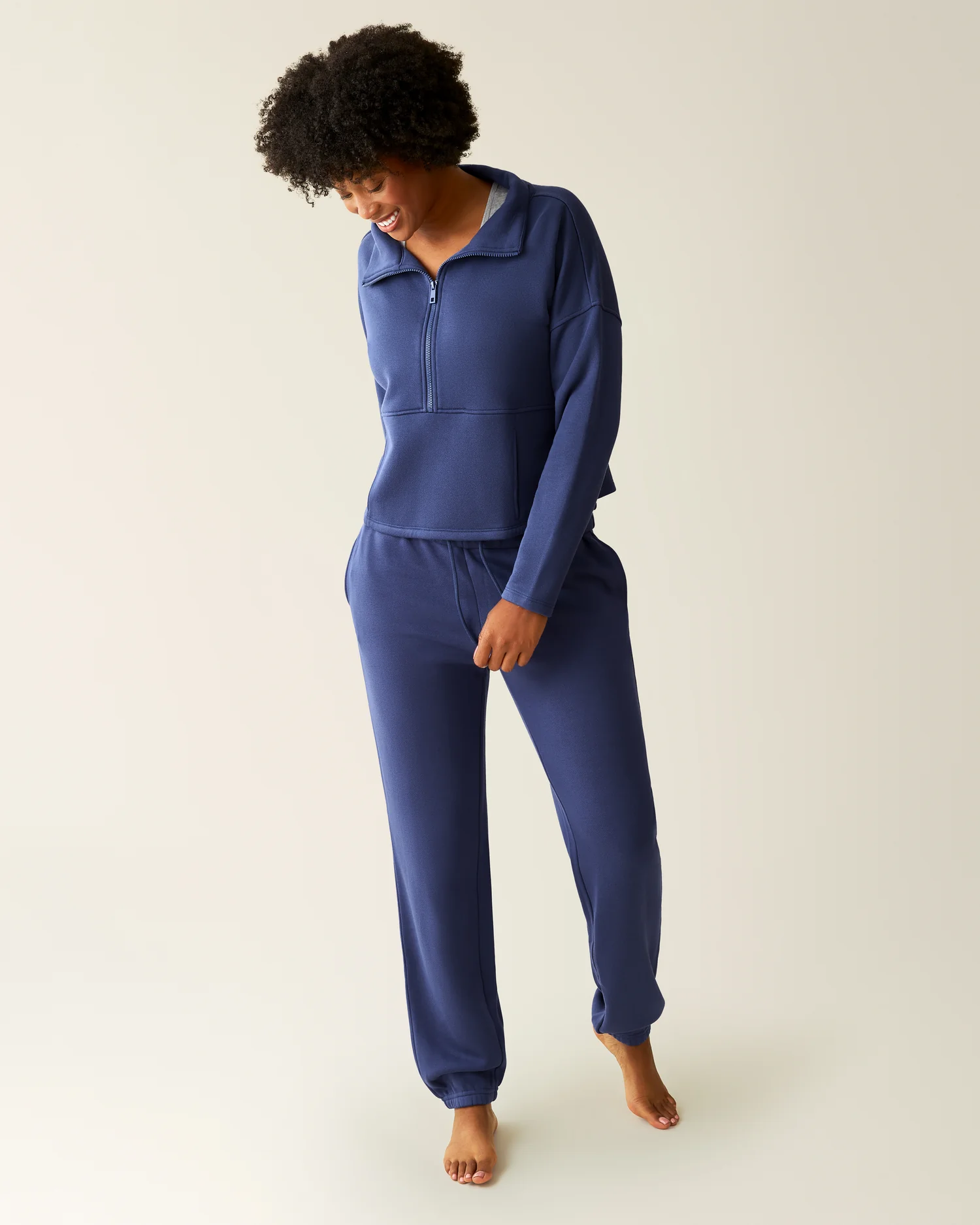 Cloud Fleece Half Zip Nursing Pullover | Deep Blue - Image 4