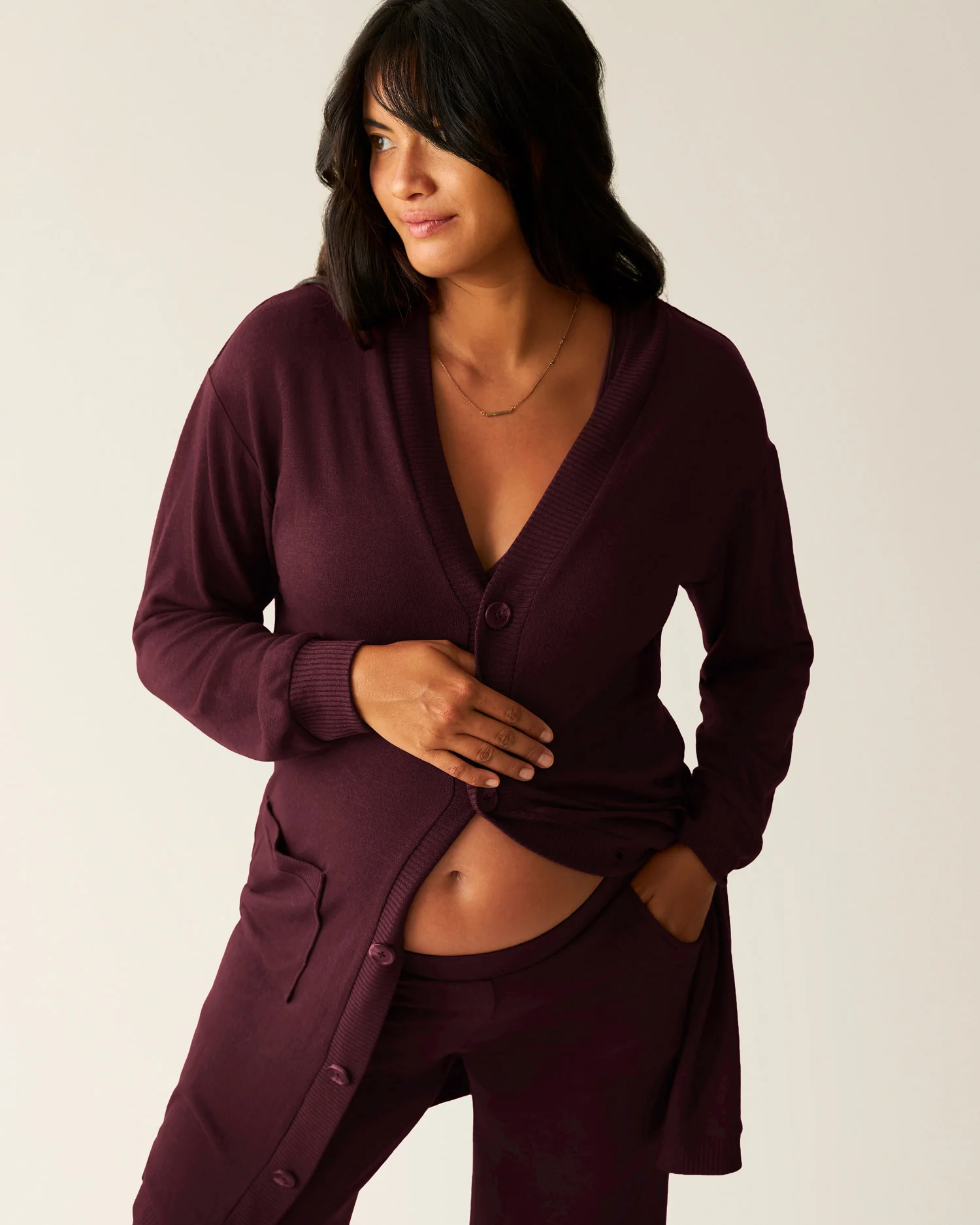 CozyKnit Long Cardigan | Deep Burgundy