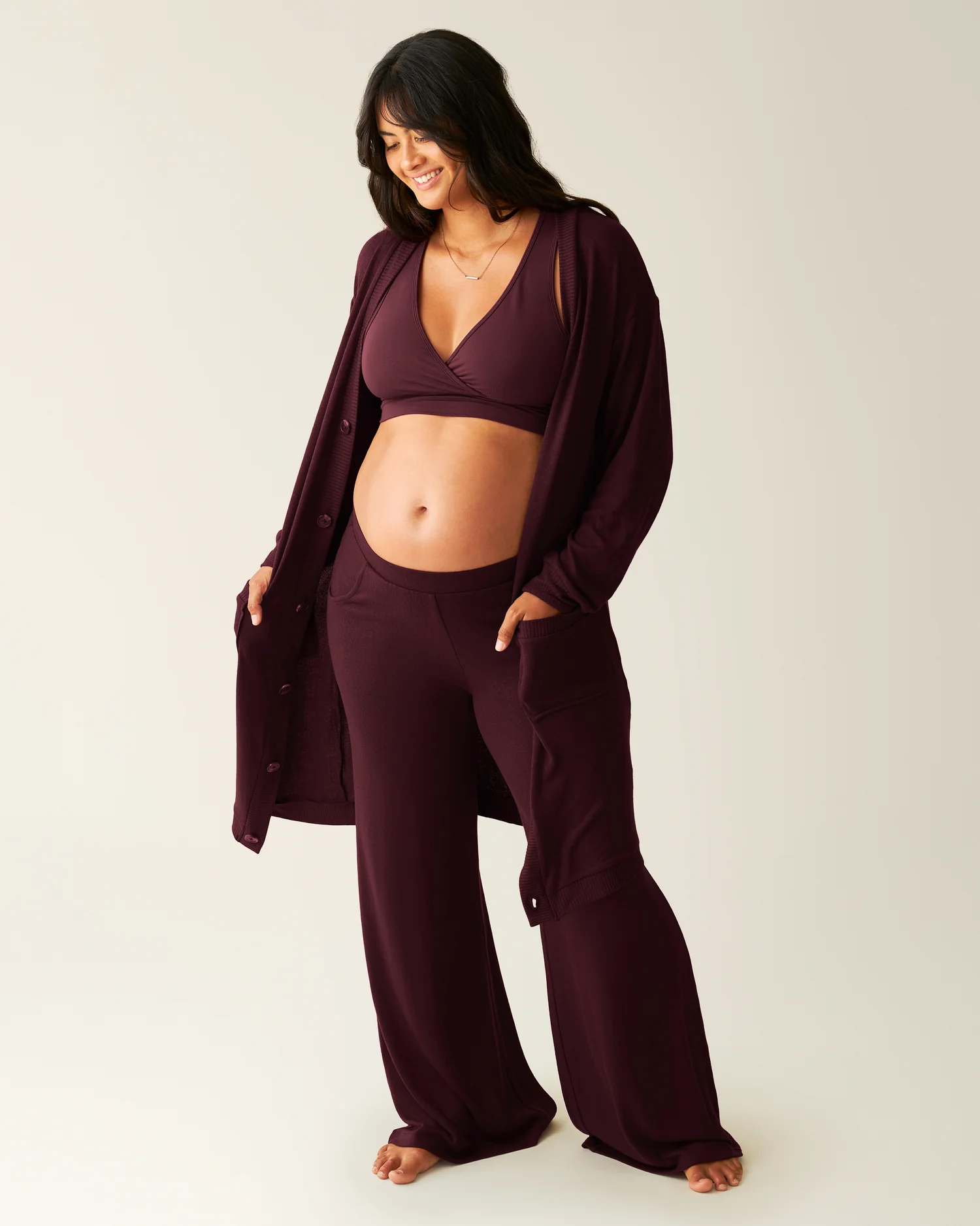 CozyKnit Long Cardigan | Deep Burgundy - Image 4