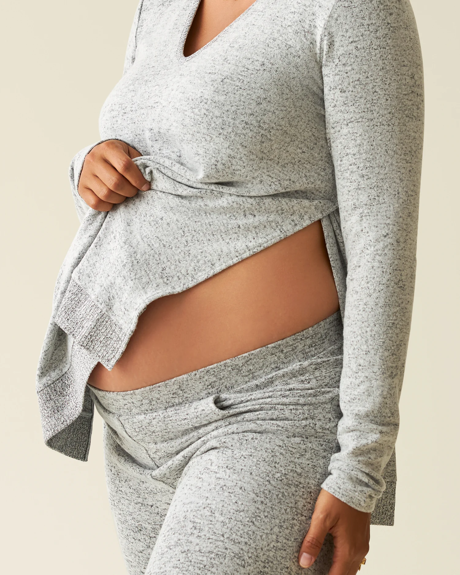 CozyKnit Maternity & Nursing V-neck Top | Grey Heather - Image 2