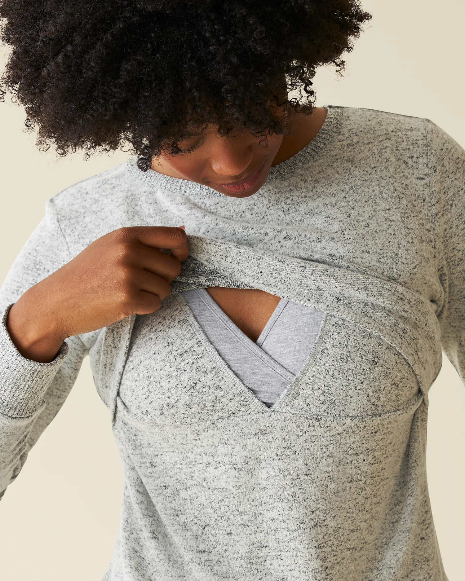 CozyKnit Nursing Pajama & Lounge Set | Grey Heather - Image 2