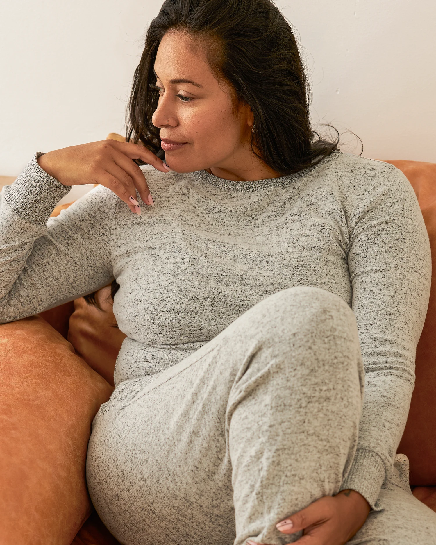 CozyKnit Nursing Pajama & Lounge Set | Grey Heather - Image 7