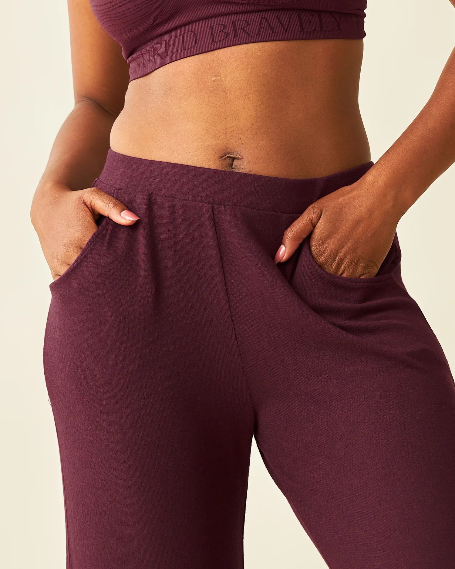 CozyKnit Wide Leg Lounge Pant | Deep Burgundy - Image 3