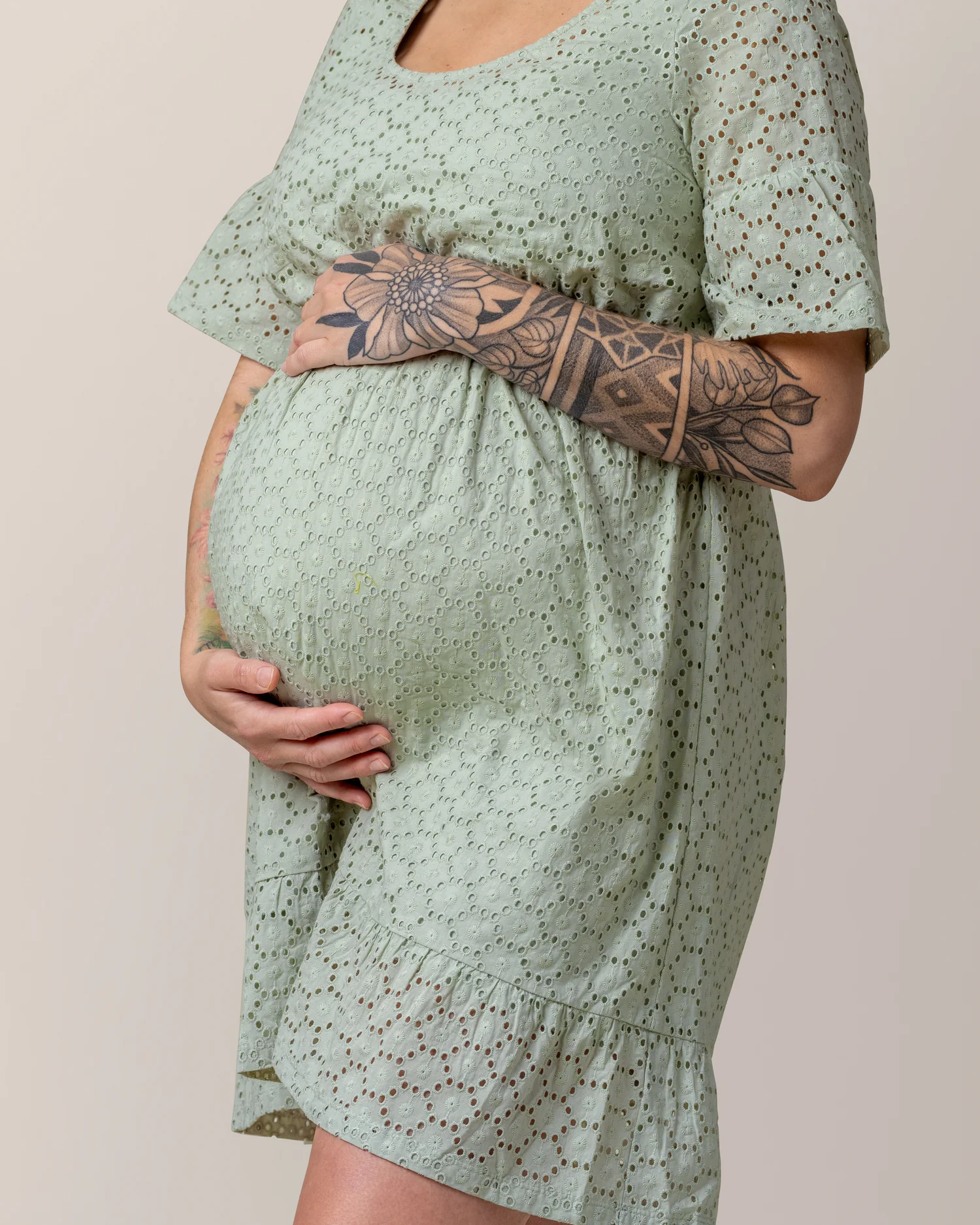 Dahlia Eyelet Maternity & Nursing Dress | Aqua Mist - Image 7