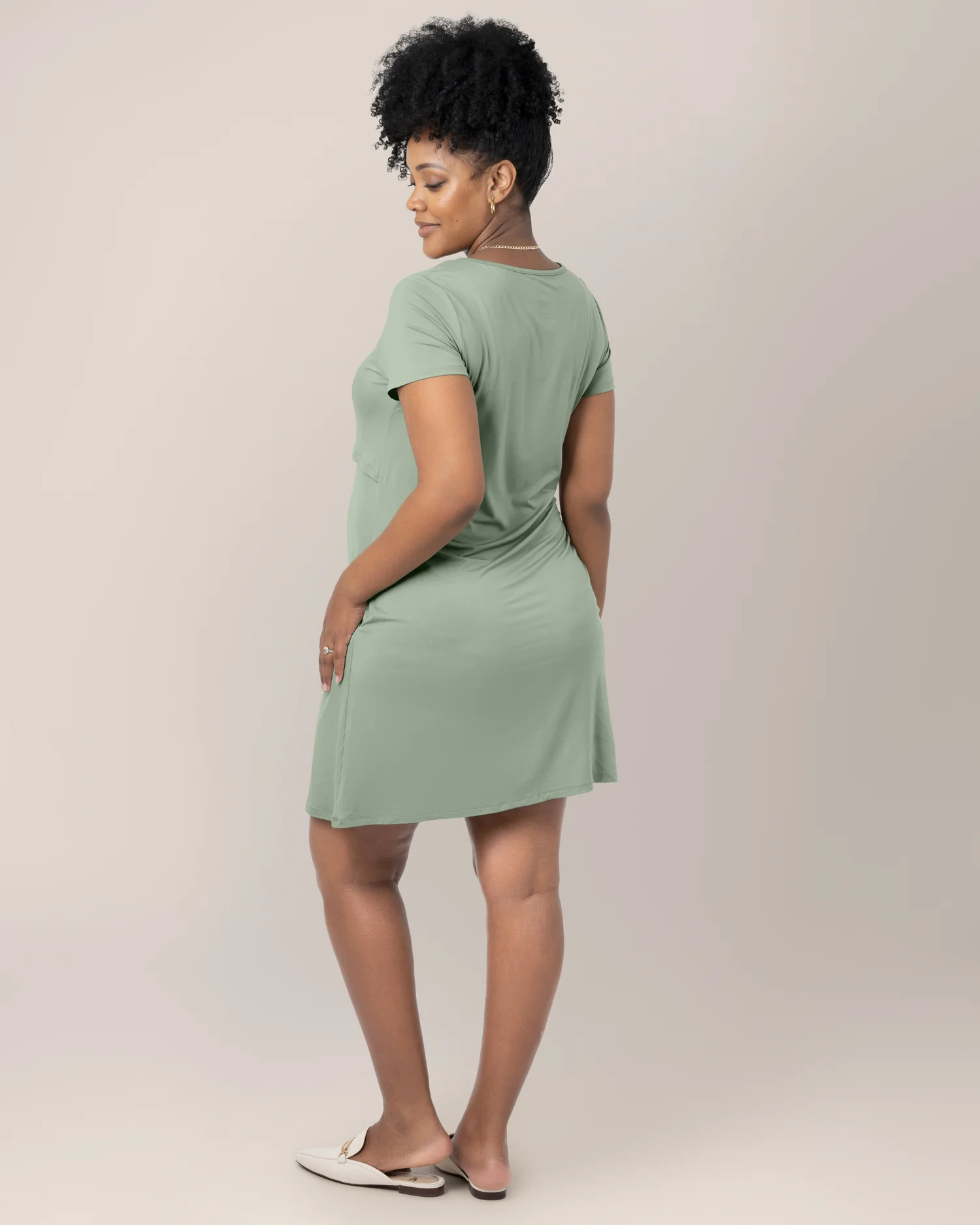 Eleanora Bamboo Maternity & Nursing Dress | Aqua Mist - Image 4