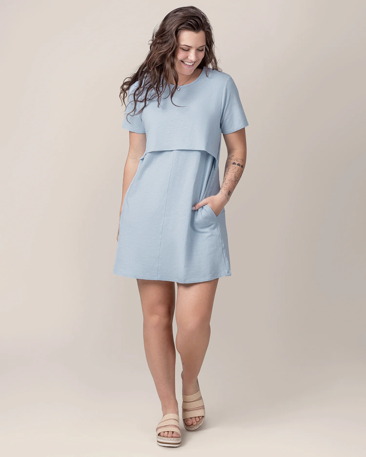 Emmie Nursing T-shirt Dress | French Blue