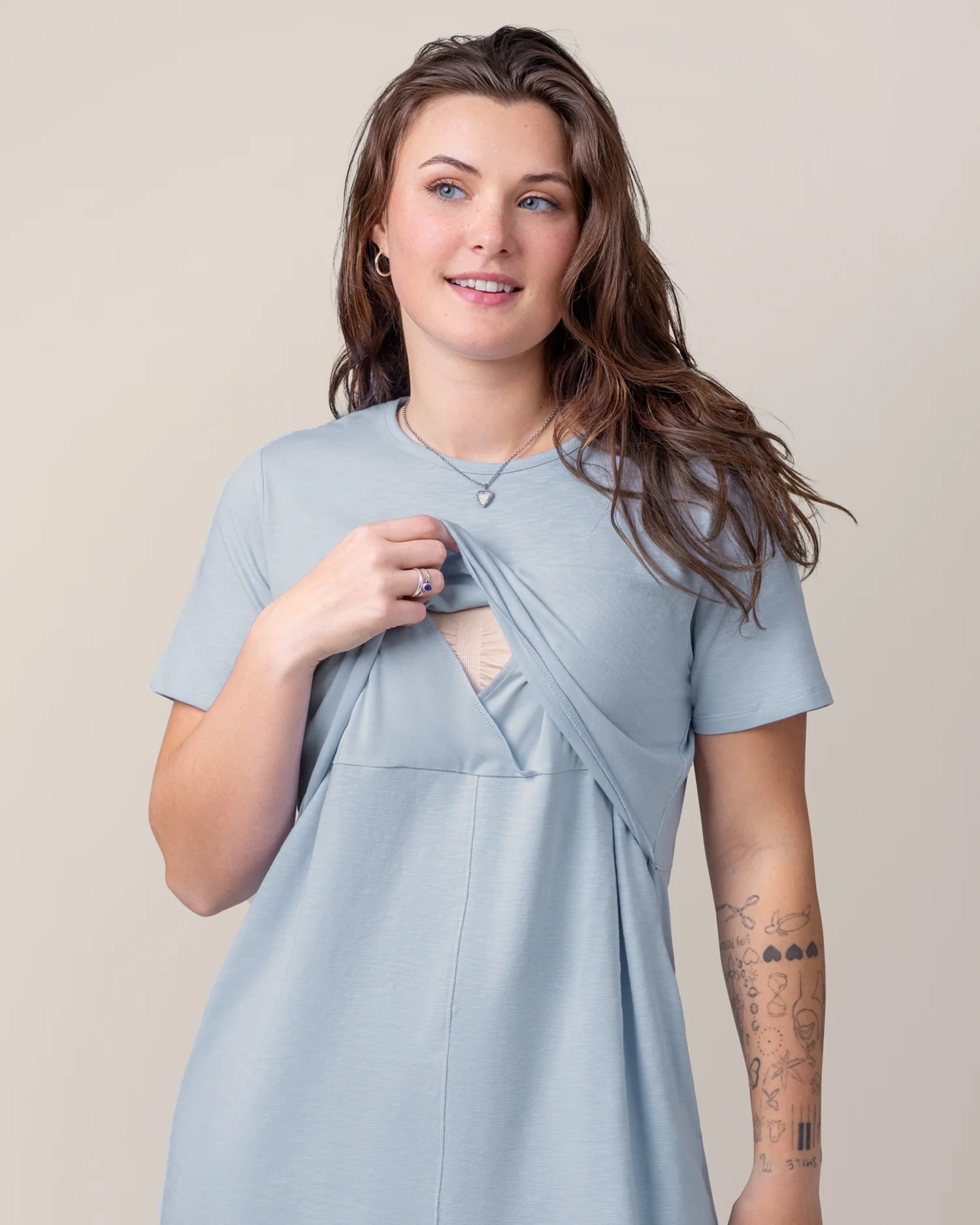 Emmie Nursing T-shirt Dress | French Blue - Image 2