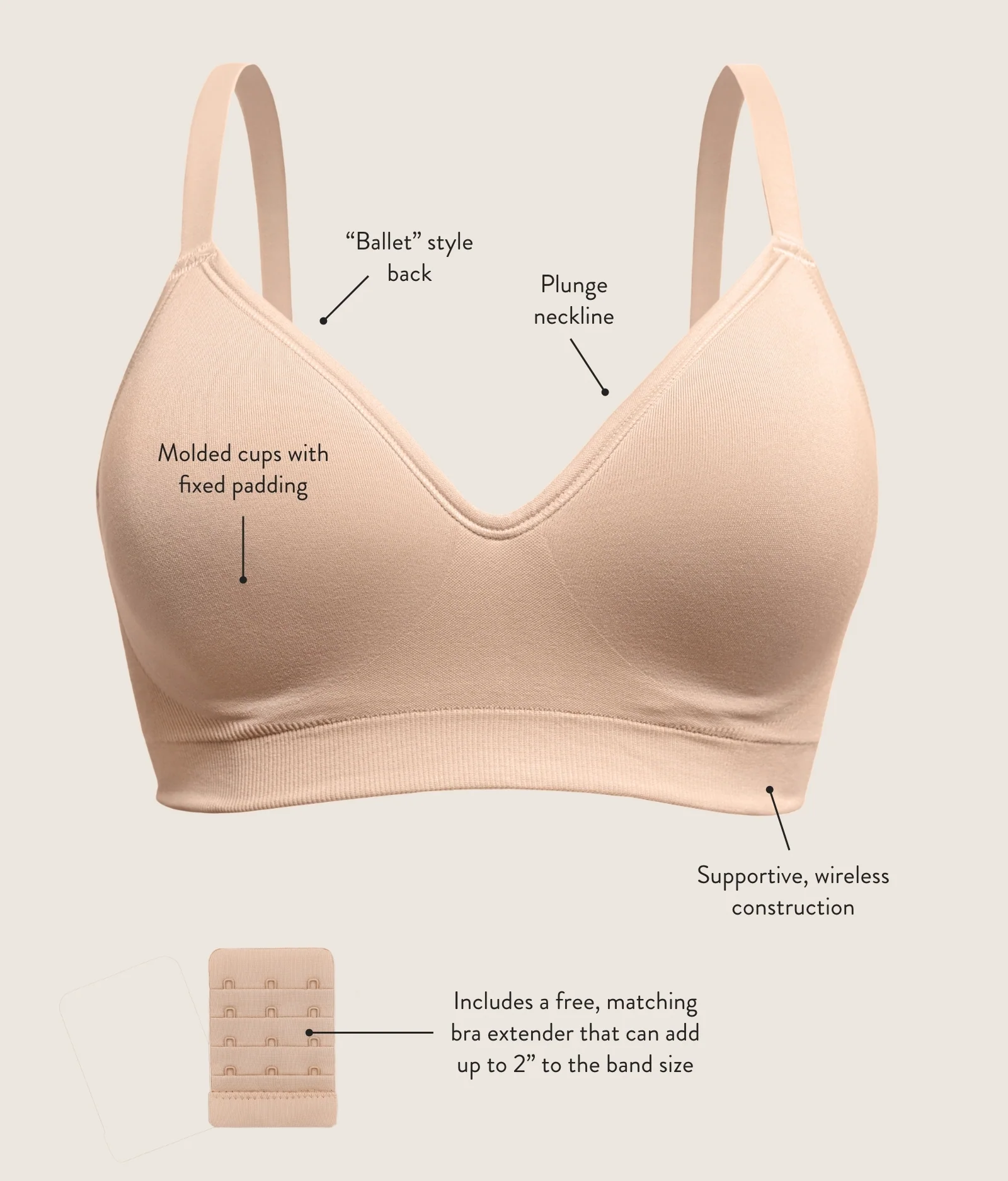 Everly Wireless Contour Bra | Beige - Image 6