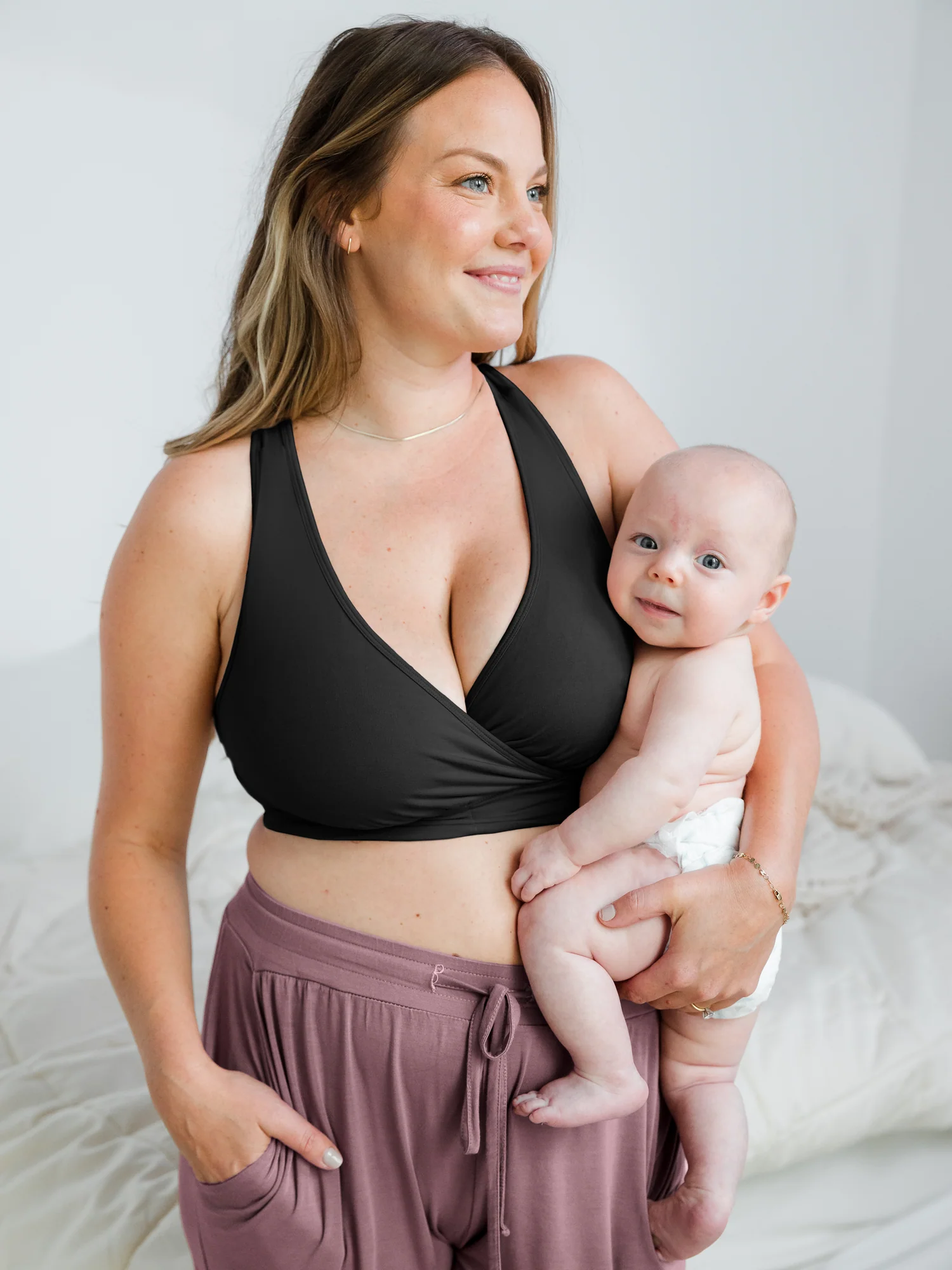 French Terry Racerback Nursing & Sleep Bra | Black - Image 5