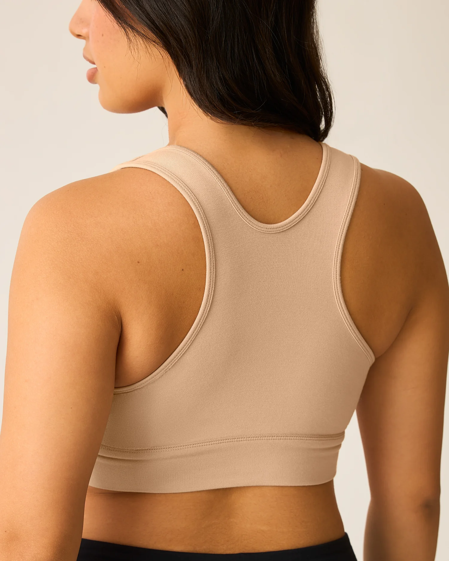 French Terry Racerback Nursing & Sleep Bra | Beige - Image 4
