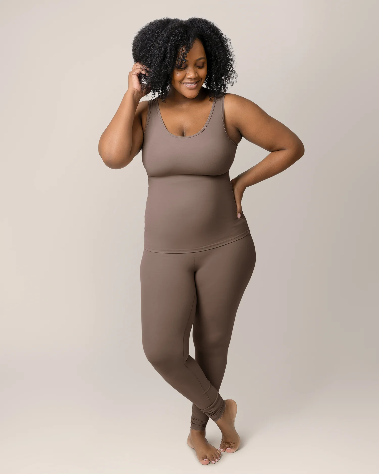 Grow with Me™ Maternity & Postpartum Legging | Taupe - Image 2