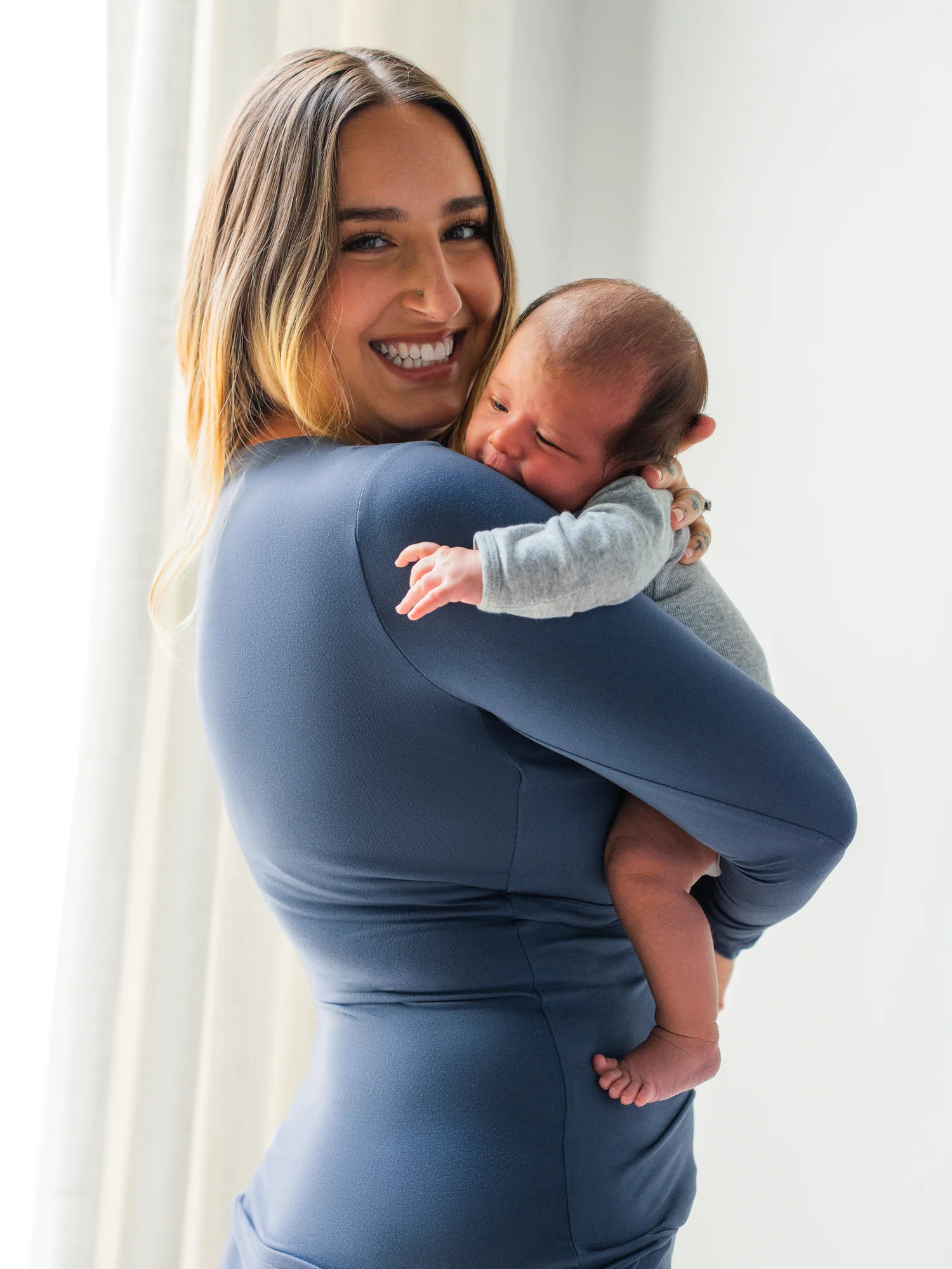 Jane Nursing Pajama Set | Slate Blue - Image 2