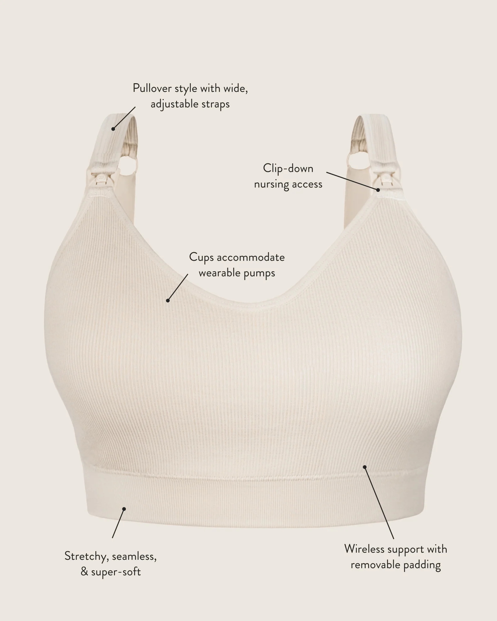 Mia Maternity & Nursing Lounge Bra | Stone - Image 10