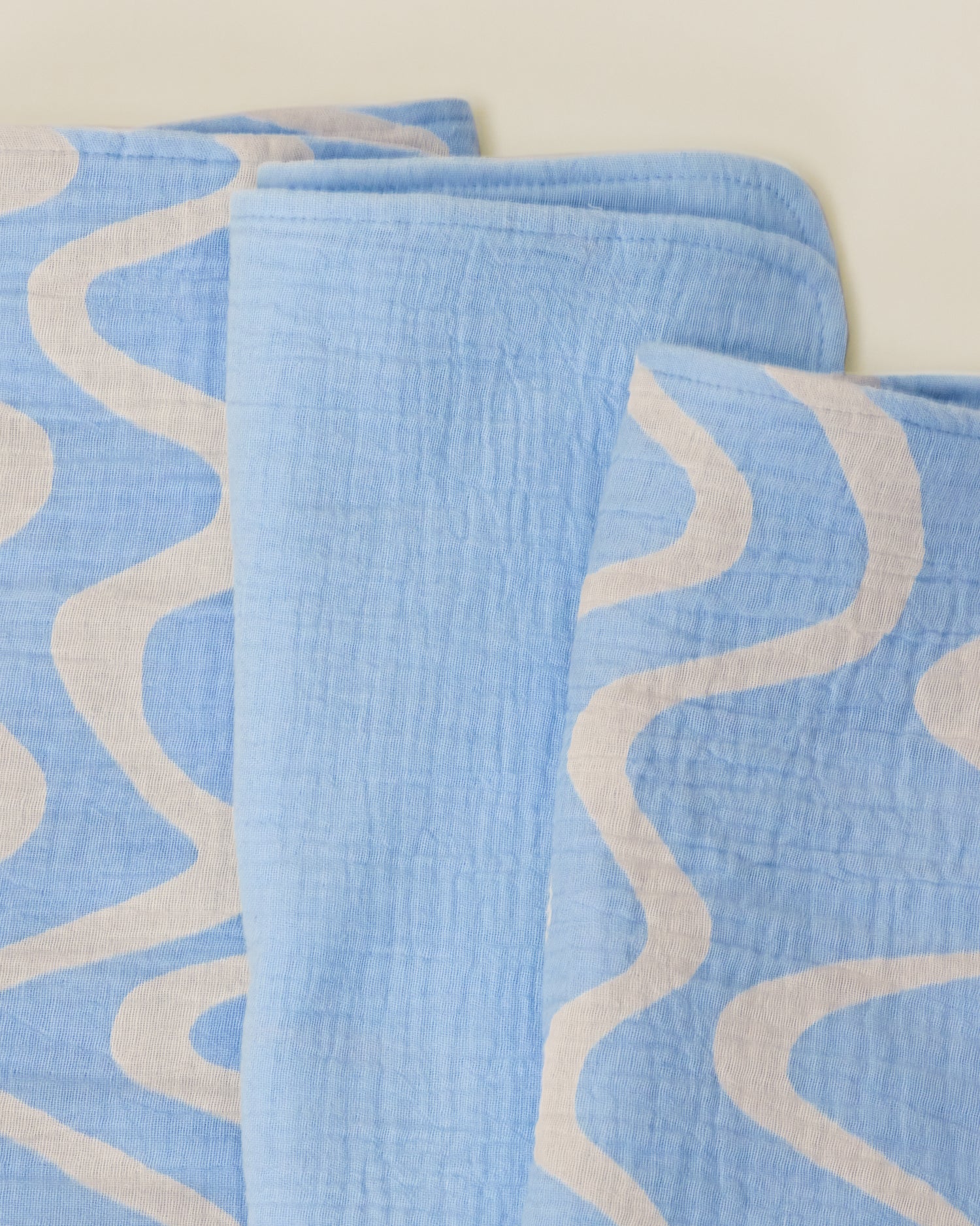 Organic Muslin Burp Cloth (Three-Pack) | Blue Waves - Image 2