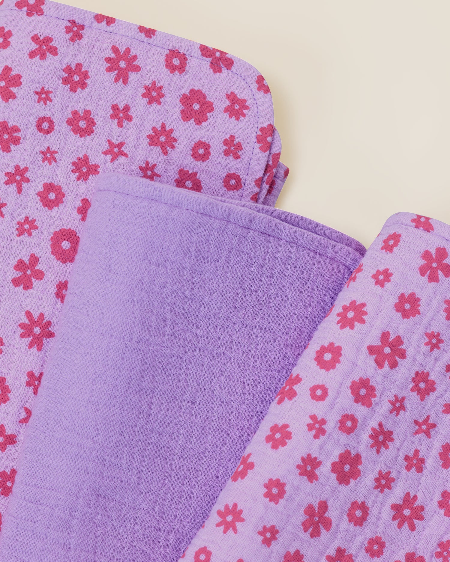 Organic Muslin Burp Cloth (Three-Pack) | Lavender Cosmos - Image 2