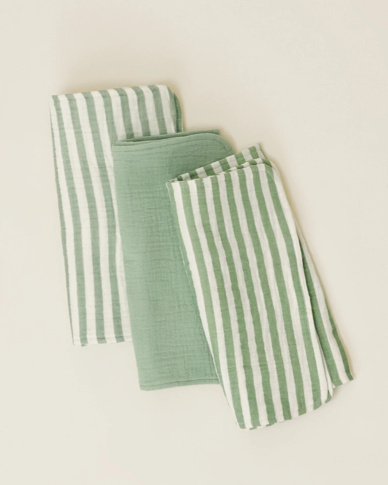 Organic Muslin Burp Cloth (Three-Pack) | Sage Stripe