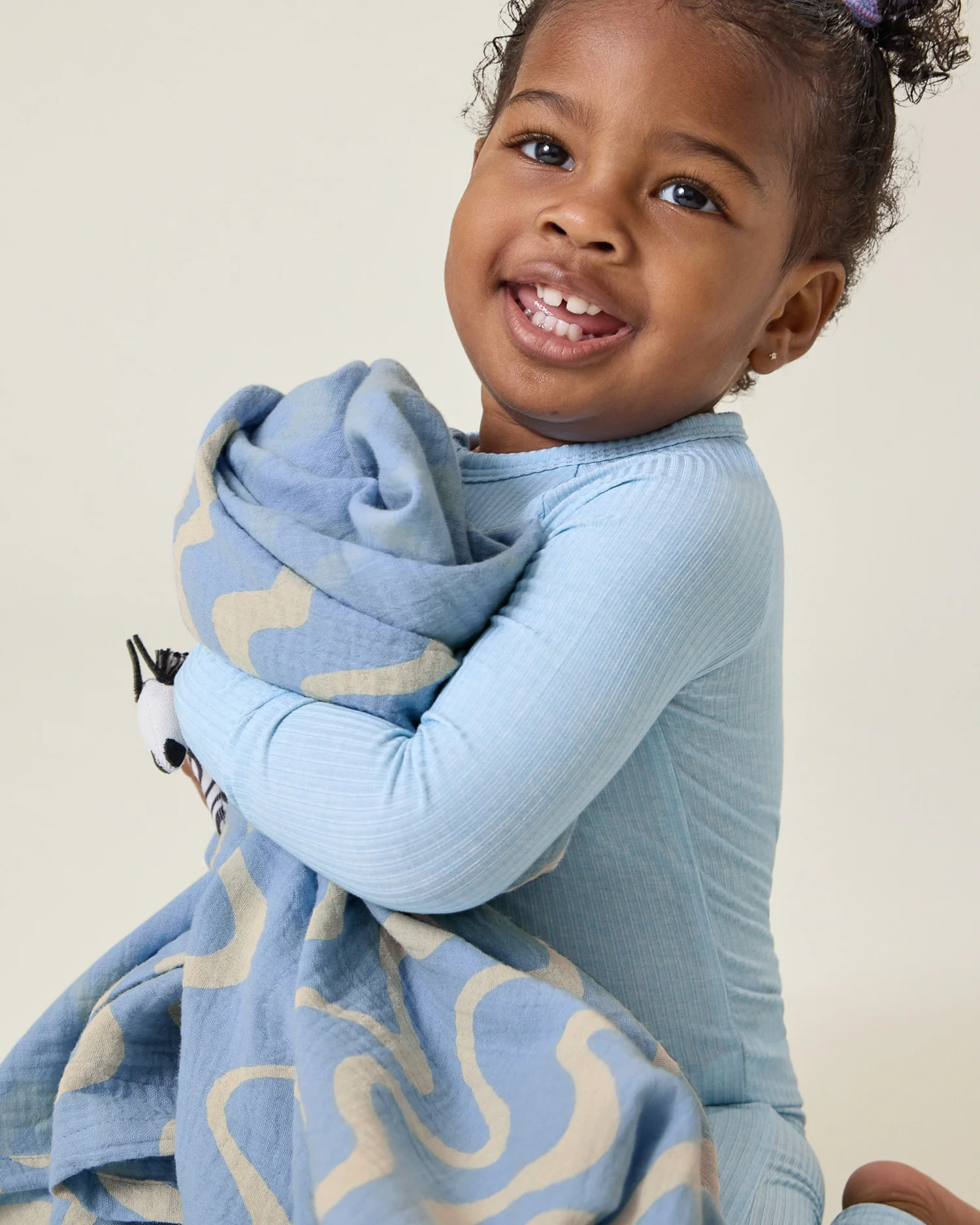 Organic Muslin Swaddle | Blue Waves - Image 4