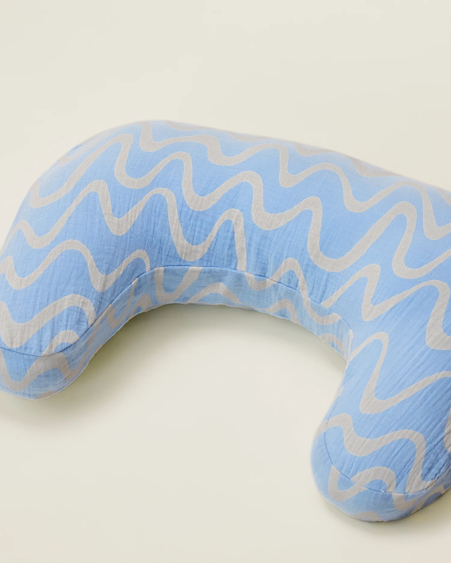 Organic Muslin Nursing Pillow Cover | Blue Waves - Image 2