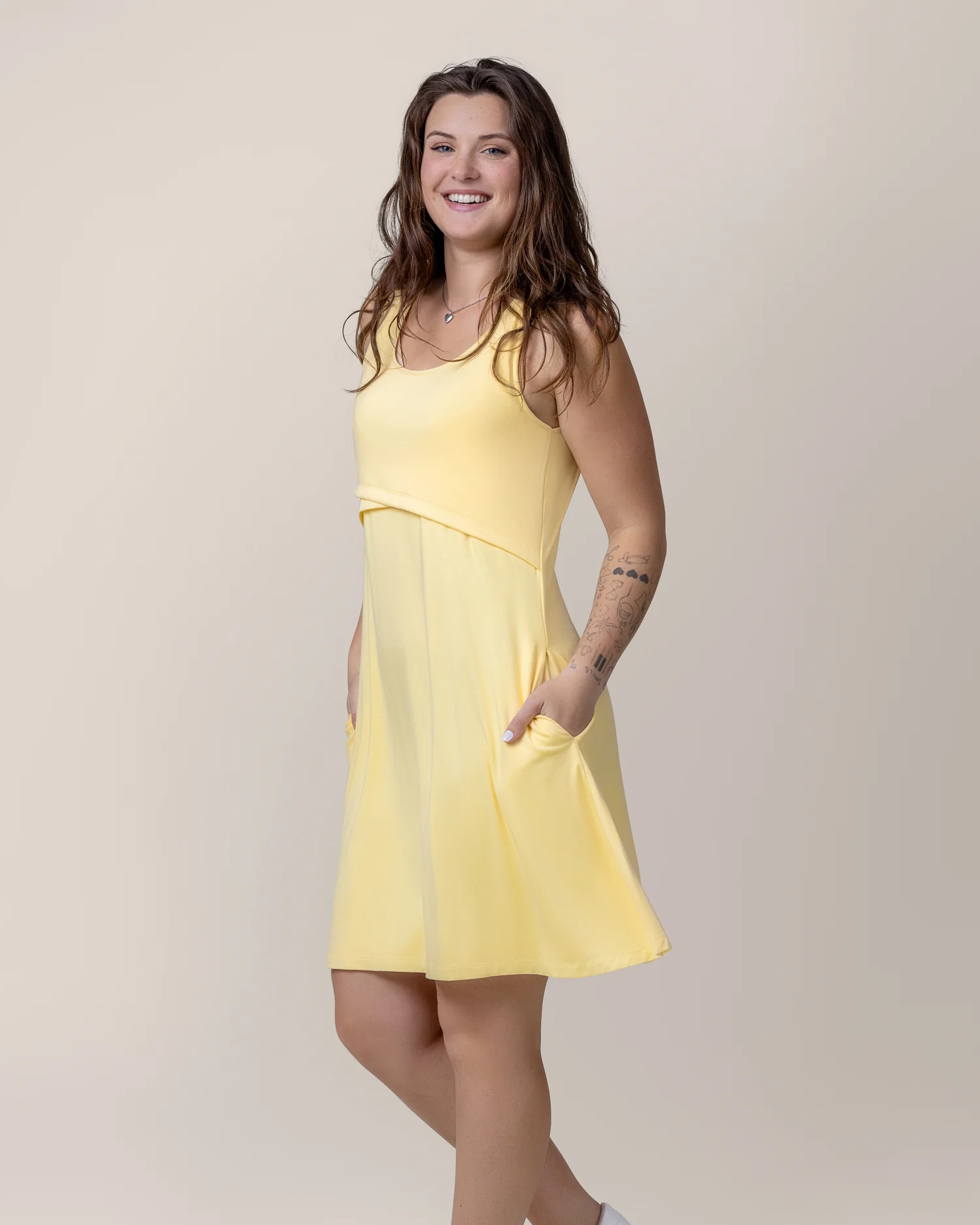 Penelope Crossover Nursing Dress | Butter Yellow - Image 3