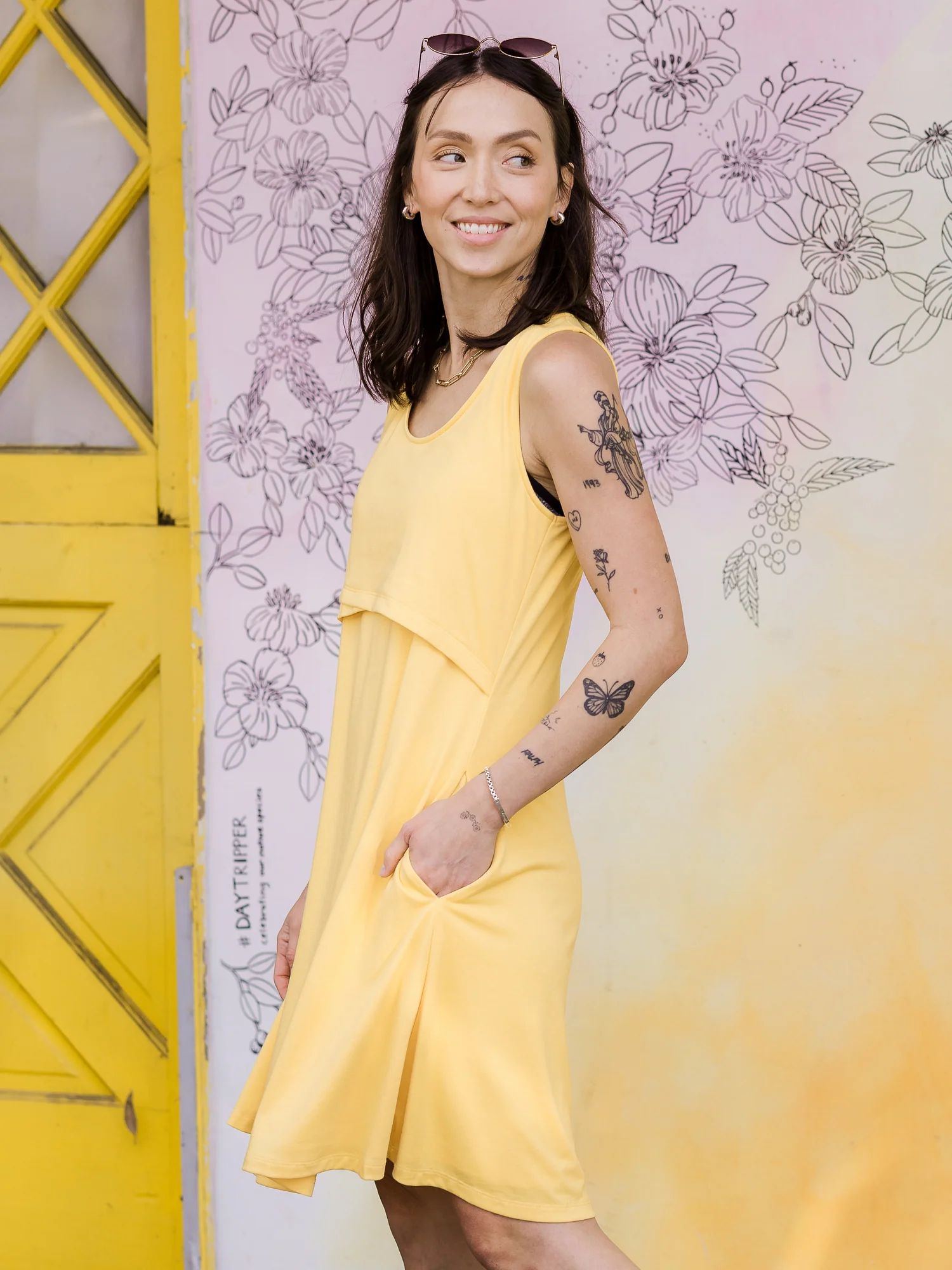 Penelope Crossover Nursing Dress | Citrus - Image 3