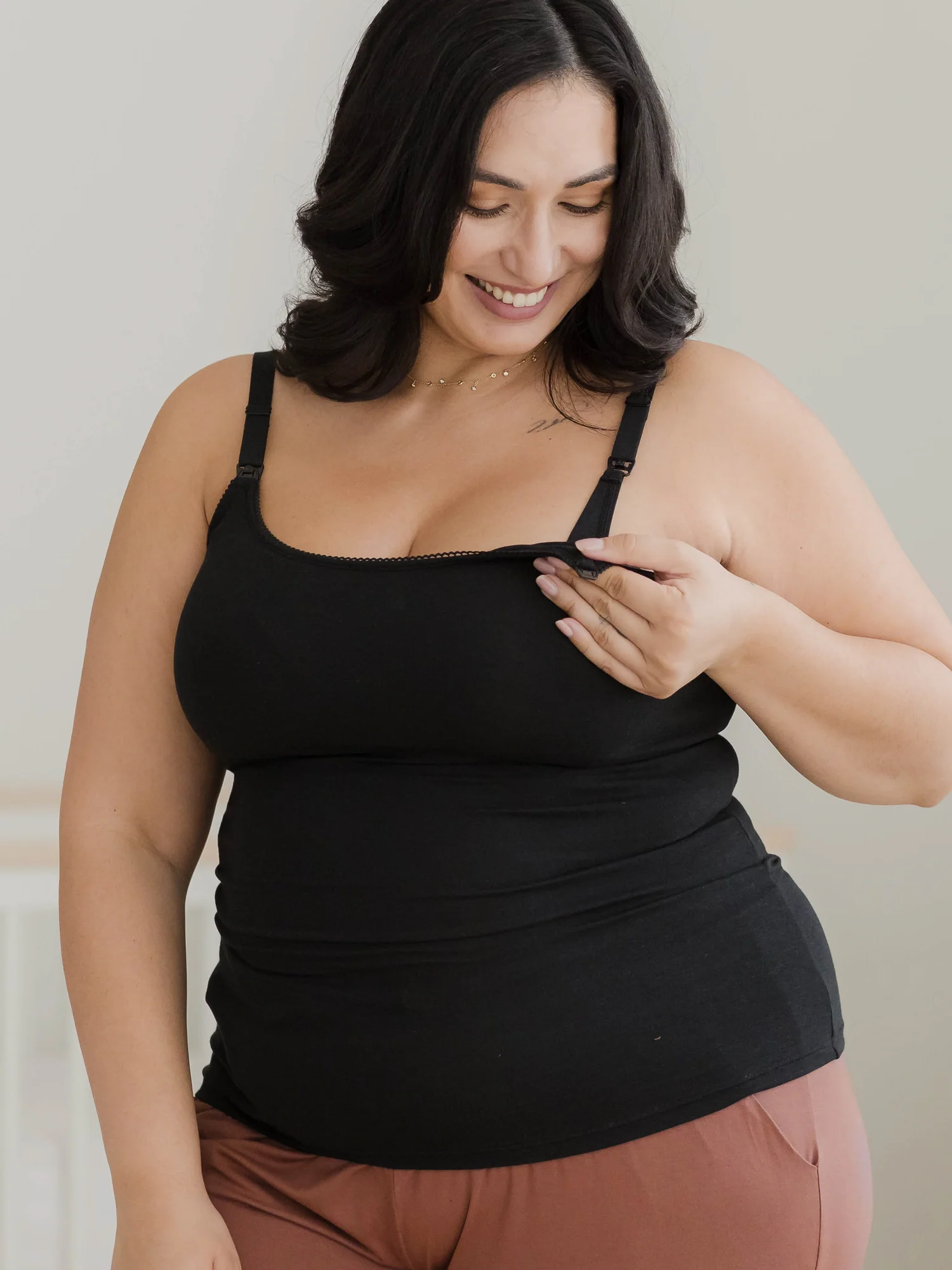 Picot Trim Nursing Camisole | Black - Image 10