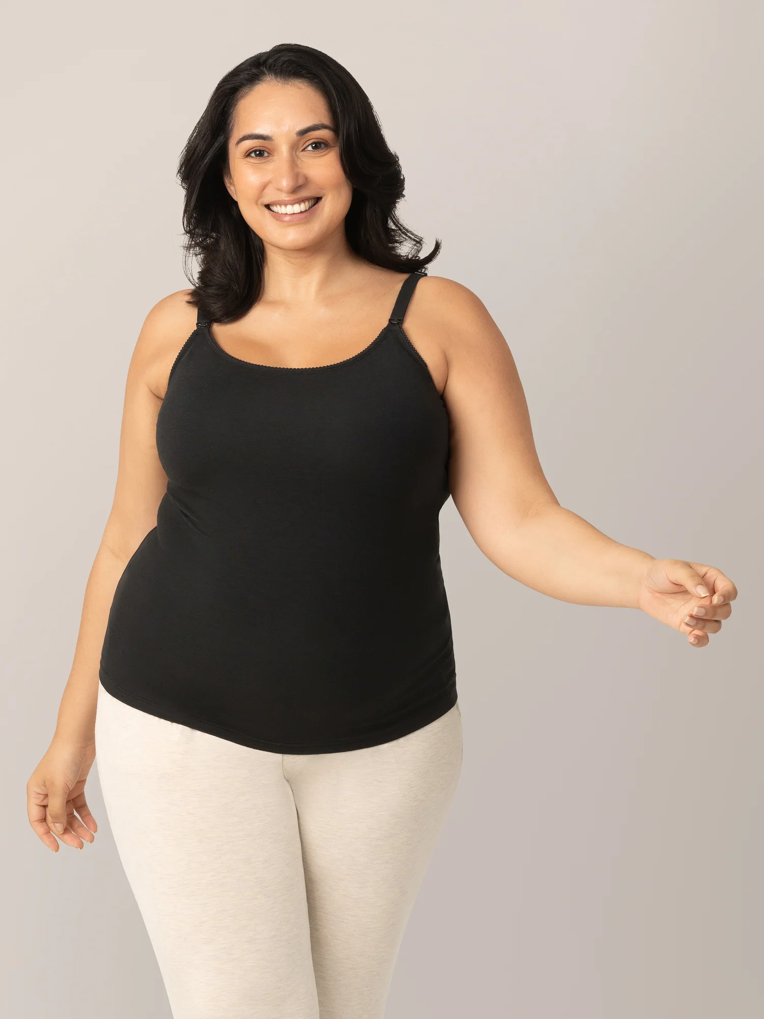 Picot Trim Nursing Camisole | Black - Image 7