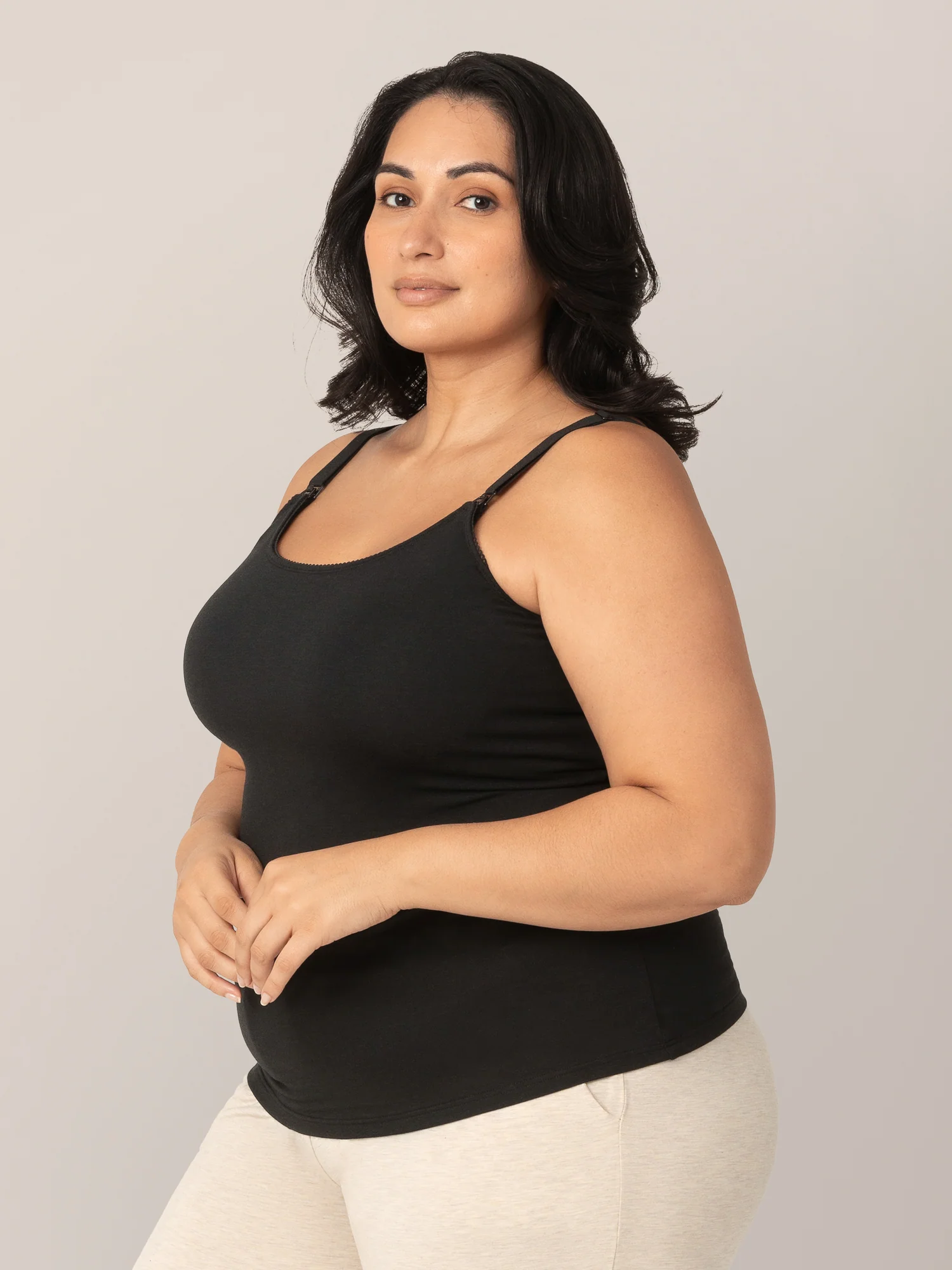 Picot Trim Nursing Camisole | Black - Image 8
