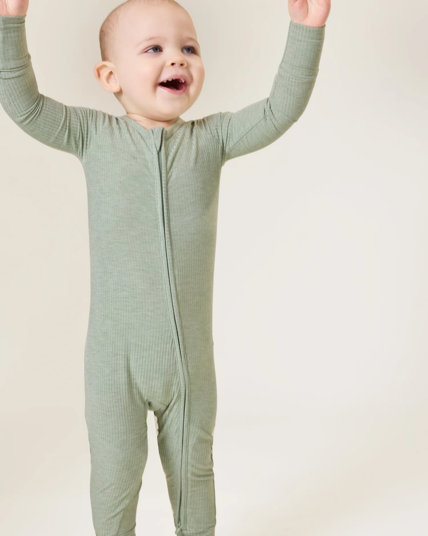 Ribbed Bamboo Baby Pajama | Sage Heather