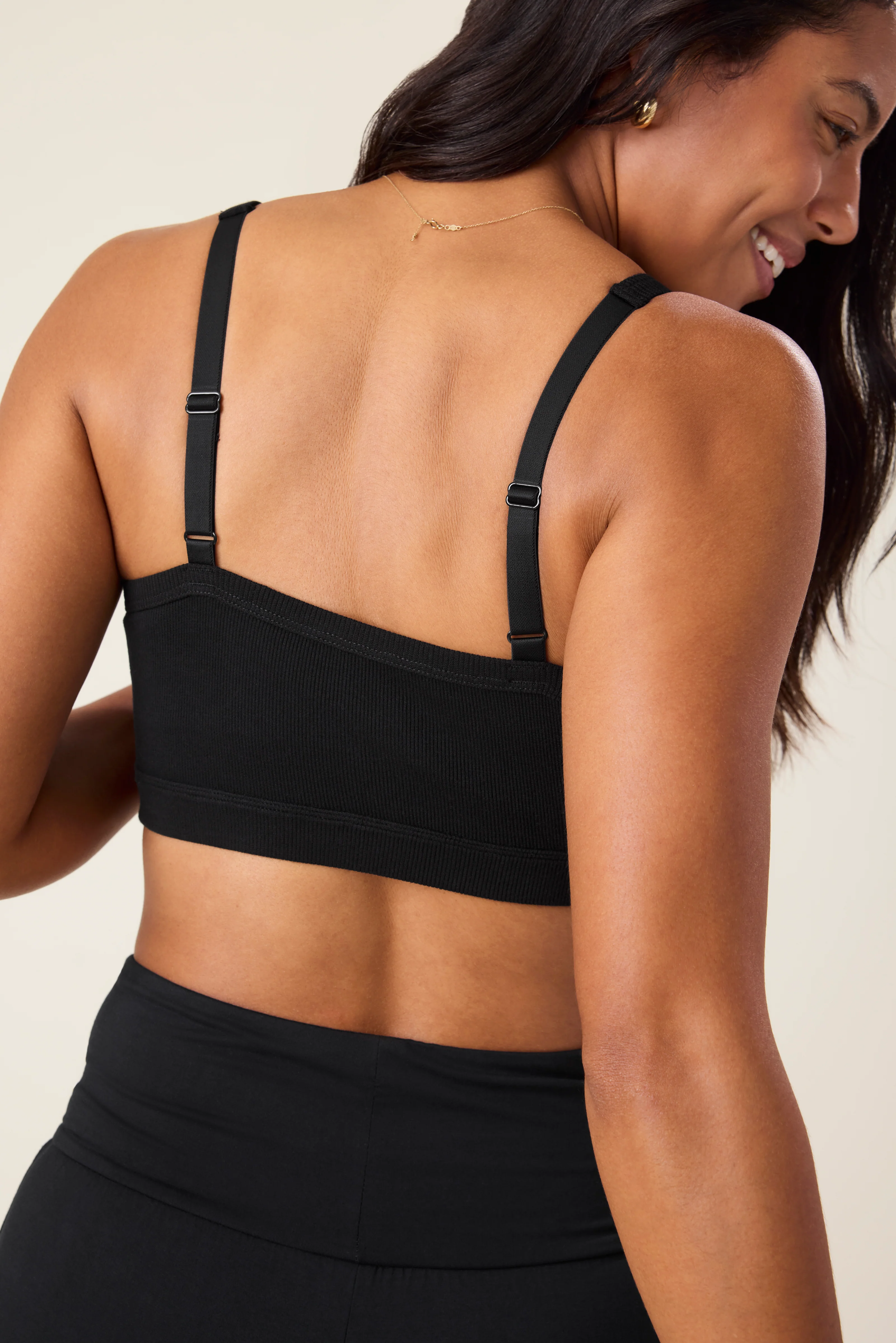 Ribbed Bamboo Pumping Bralette | Black - Image 3