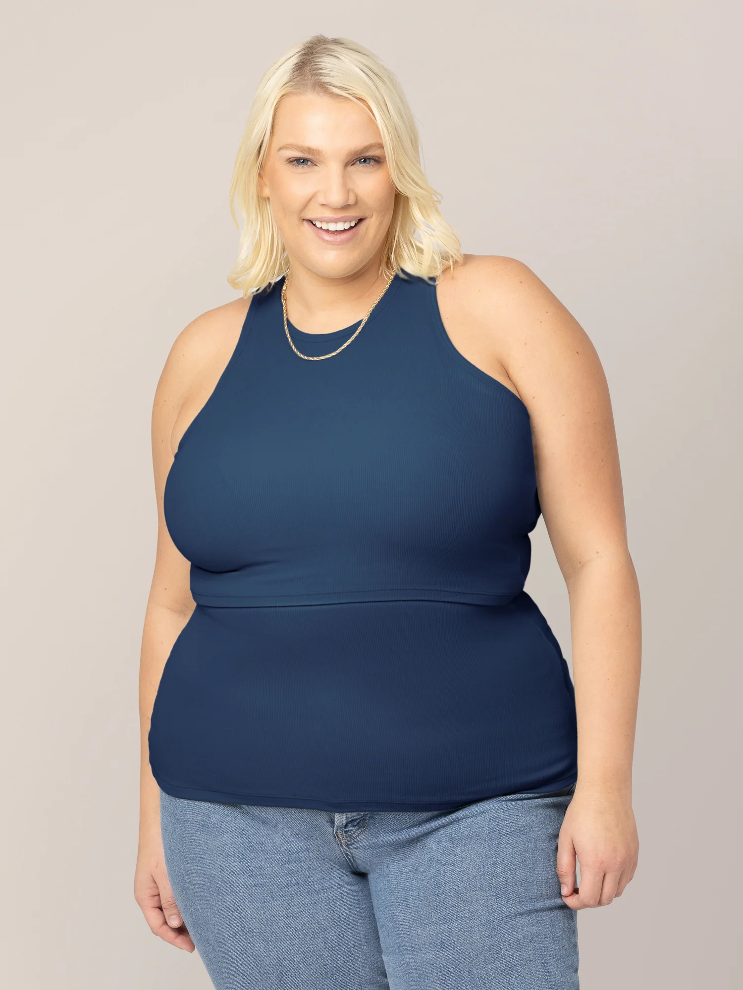 Ribbed Bamboo Racerback Nursing Tank | Navy