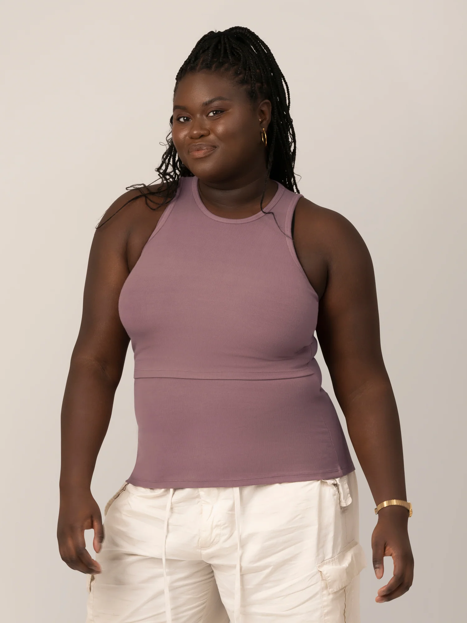 Ribbed Bamboo Racerback Nursing Tank | Twilight - Image 3