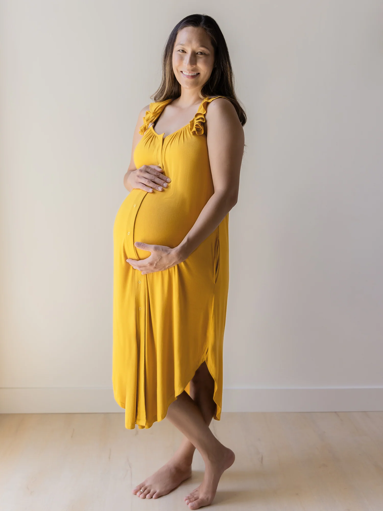 Ruffle Strap Labor & Delivery Gown | Honey - Image 2